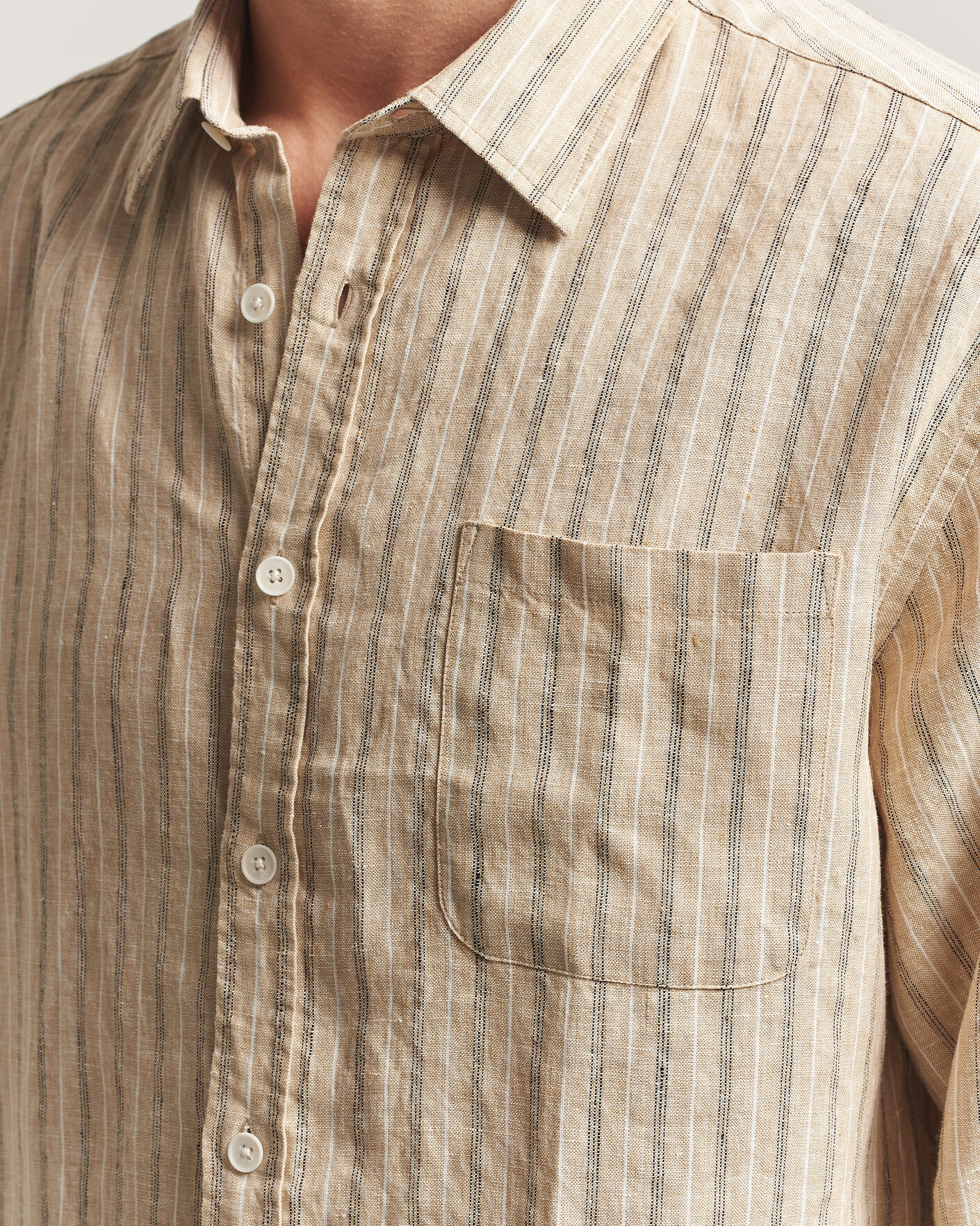 Uomini | Camicie | NN07 | Deon Linen Shirt Black Stripe
