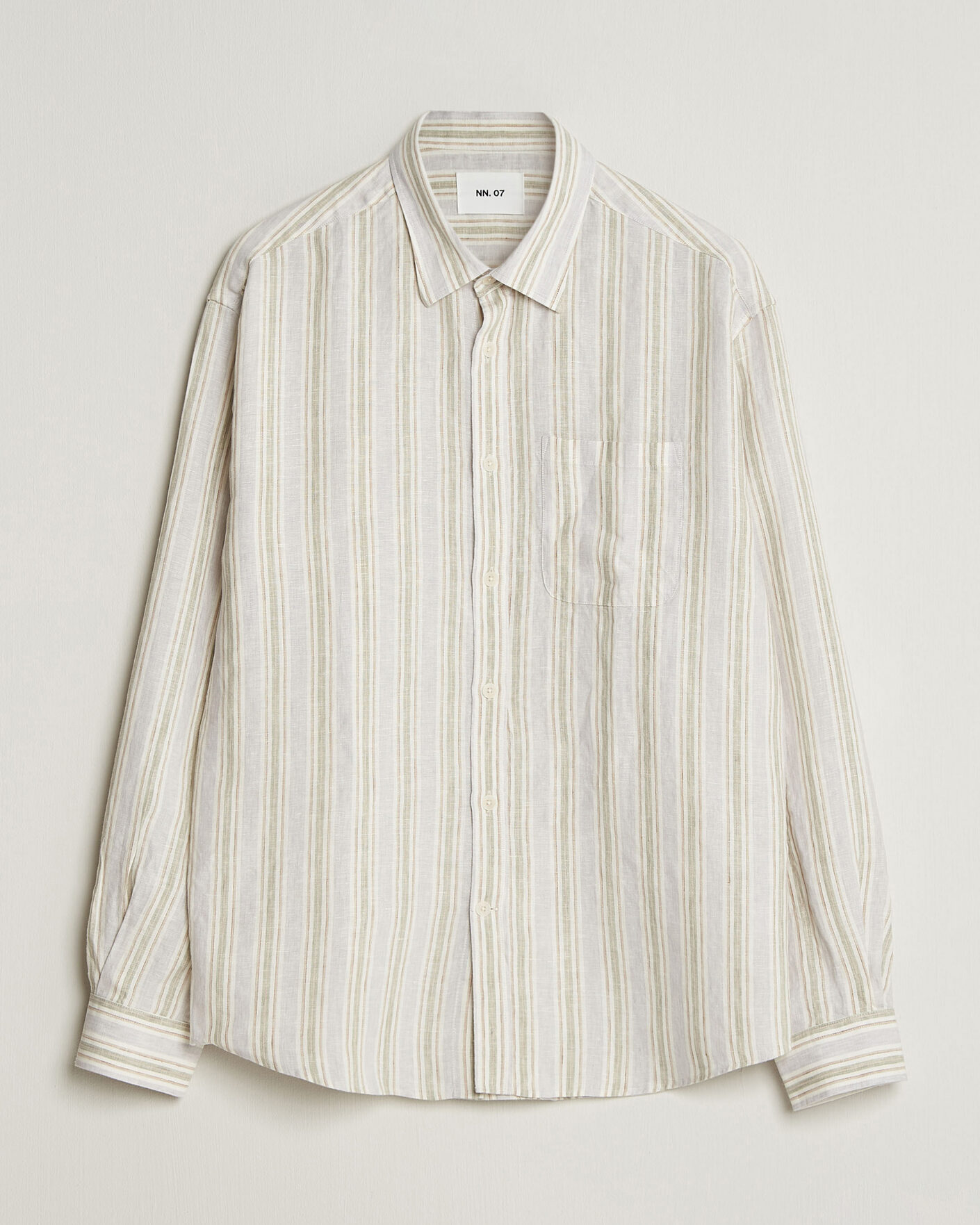Uomini | Camicie | NN07 | Deon Linen Shirt Mint Stripe