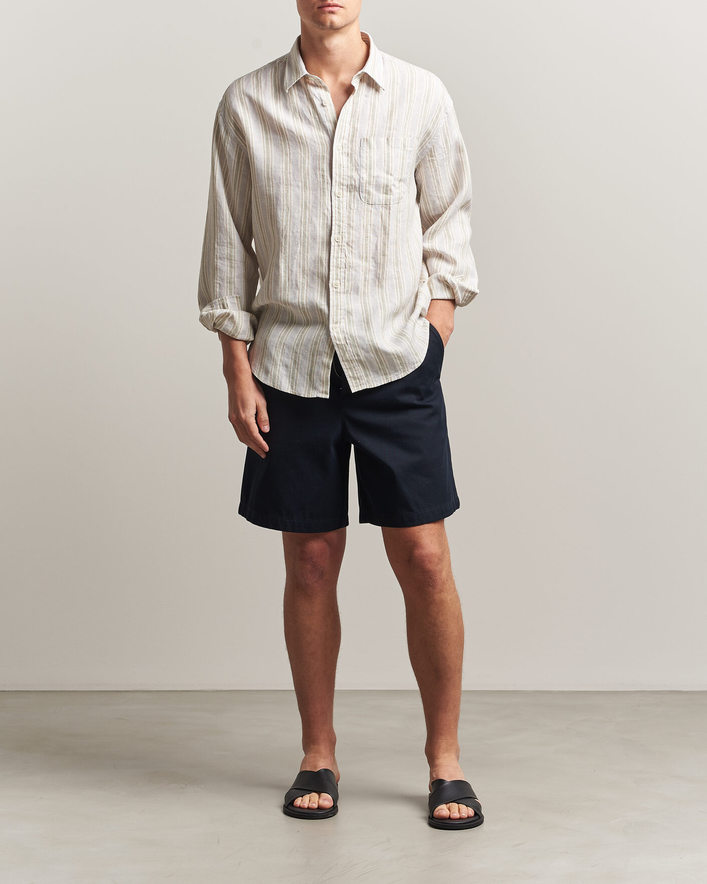 Uomini | Camicie | NN07 | Deon Linen Shirt Mint Stripe