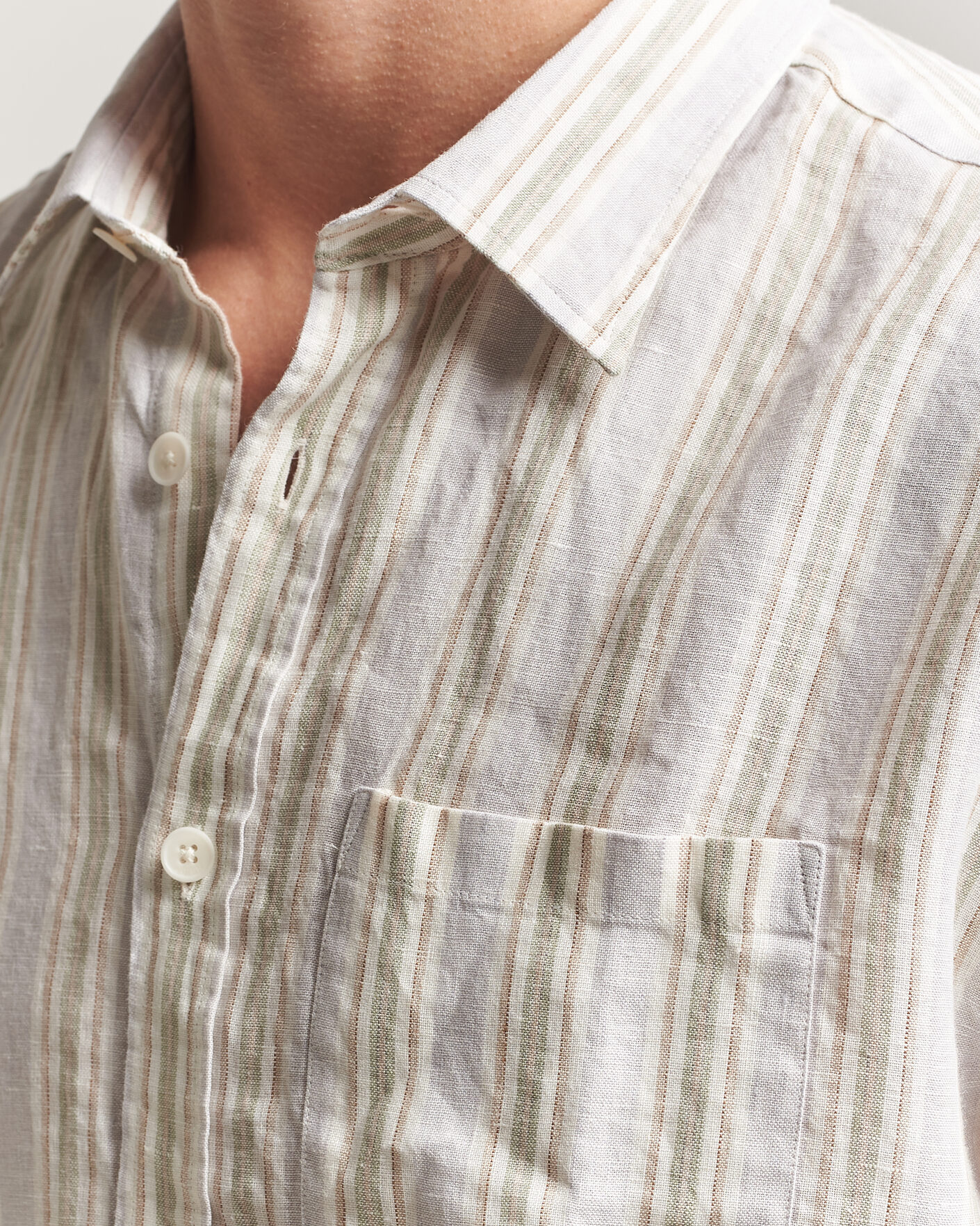Uomini | Camicie | NN07 | Deon Linen Shirt Mint Stripe