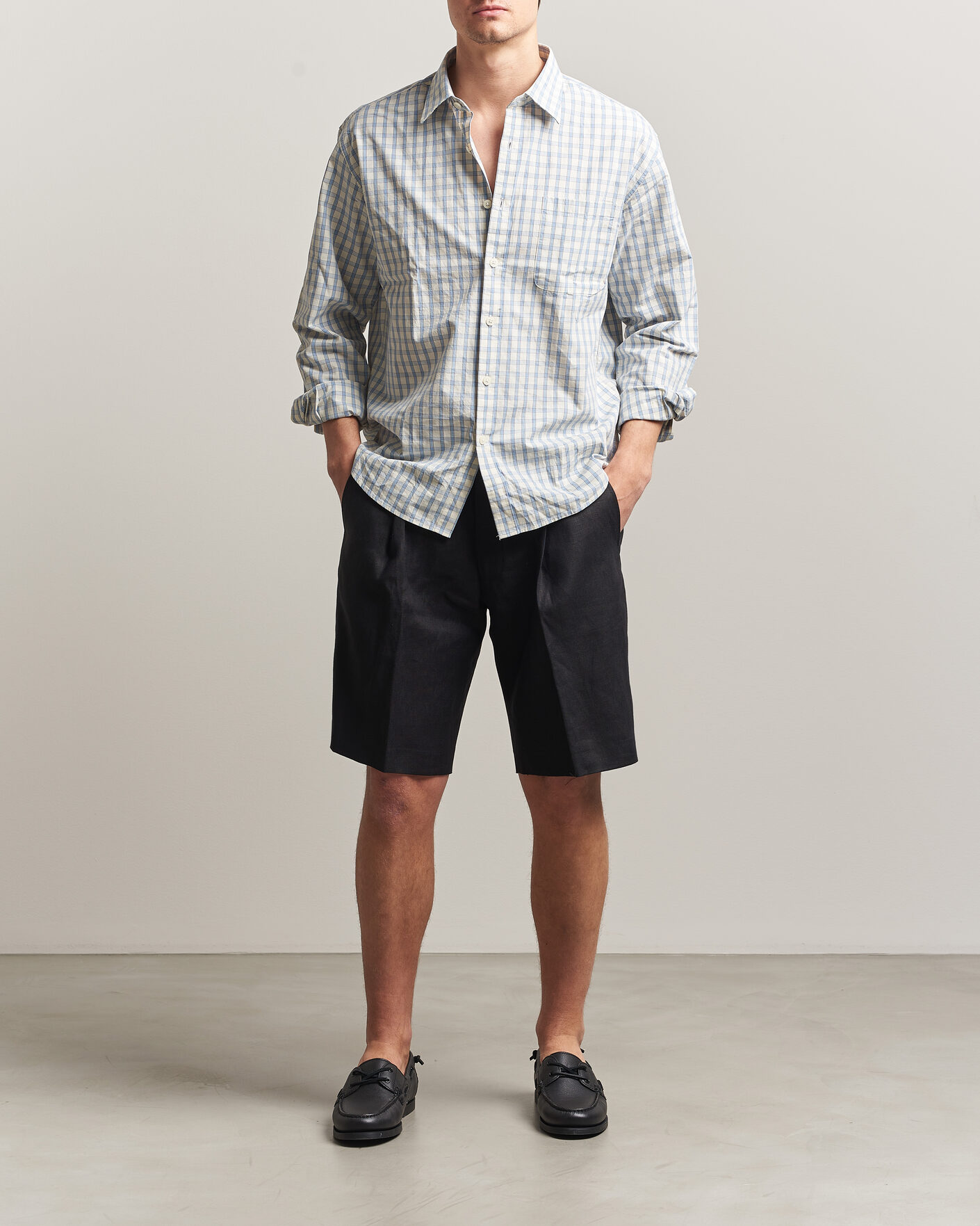 Uomini | Pantaloncini | NN07 | Kay Relaxed Fit Linen Drawstring Shorts Black