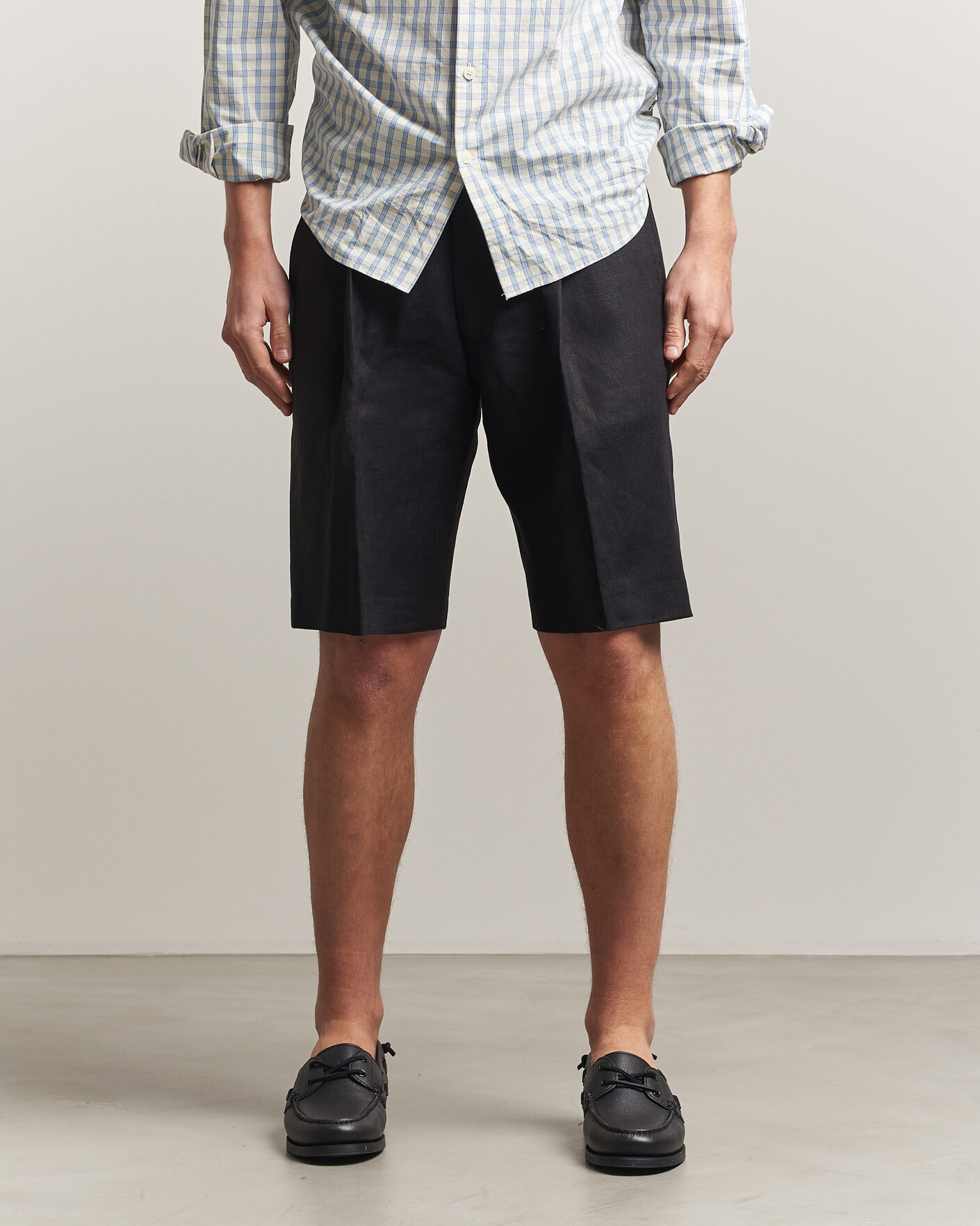 Uomini | Pantaloncini | NN07 | Kay Relaxed Fit Linen Drawstring Shorts Black