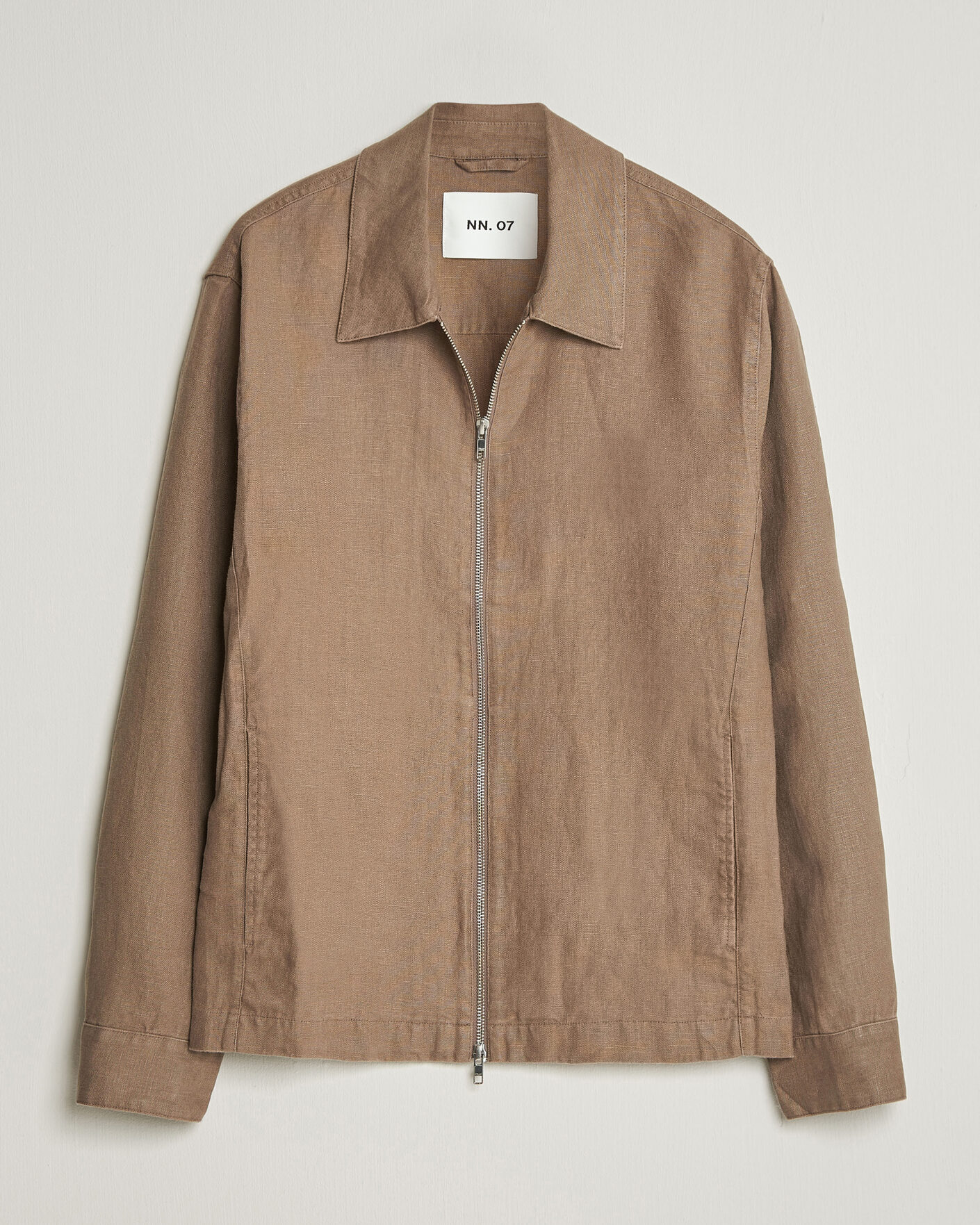 Uomini | Camicie | NN07 | Alban Linen Full Zip Overshirt Clay Mirage