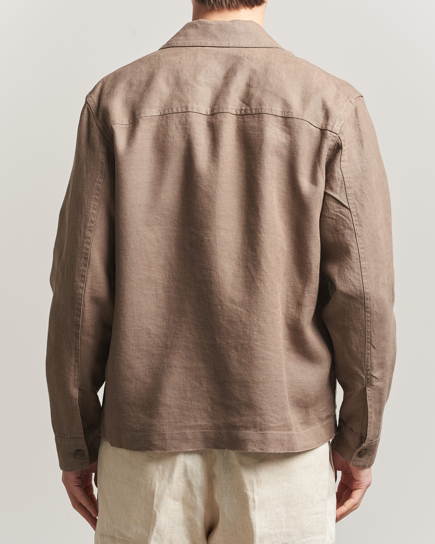 Uomini | Camicie | NN07 | Alban Linen Full Zip Overshirt Clay Mirage