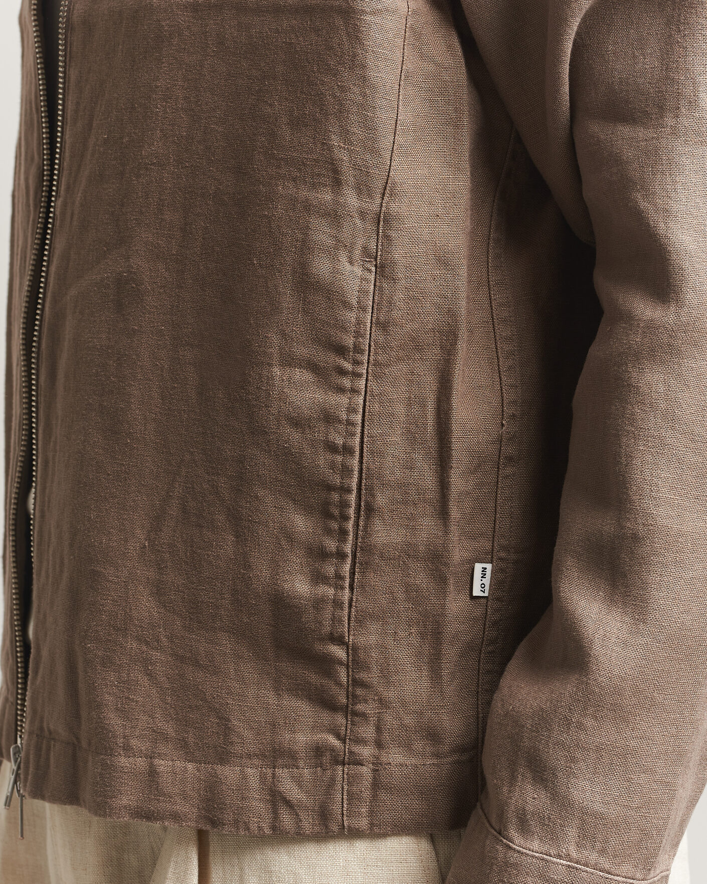 Uomini | Camicie | NN07 | Alban Linen Full Zip Overshirt Clay Mirage