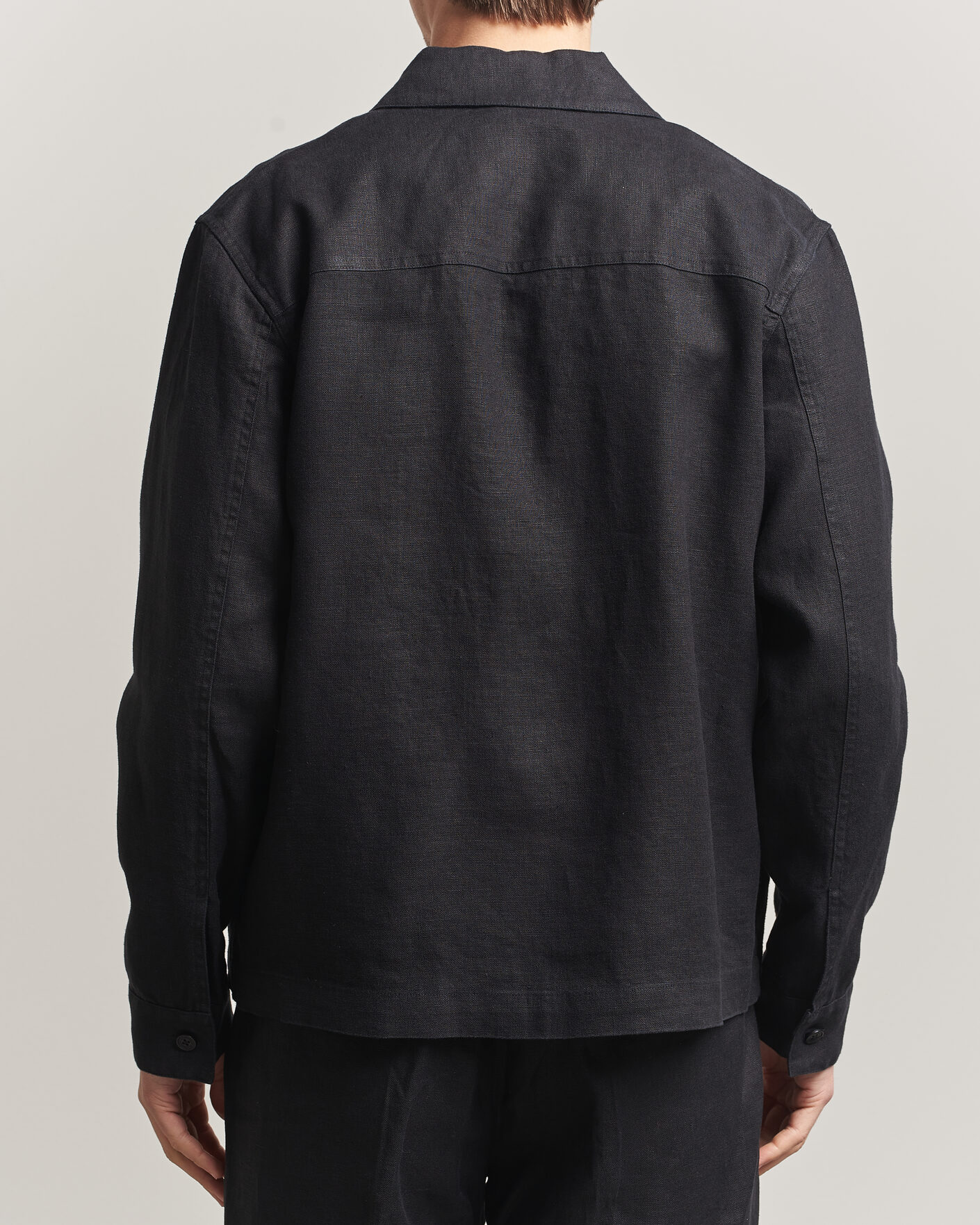 Uomini | Camicie | NN07 | Alban Linen Full Zip Overshirt Black