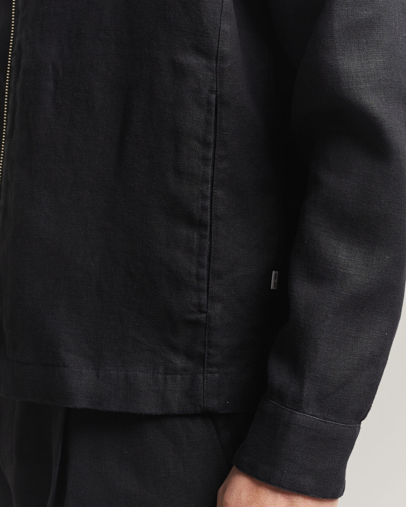 Uomini | Camicie | NN07 | Alban Linen Full Zip Overshirt Black