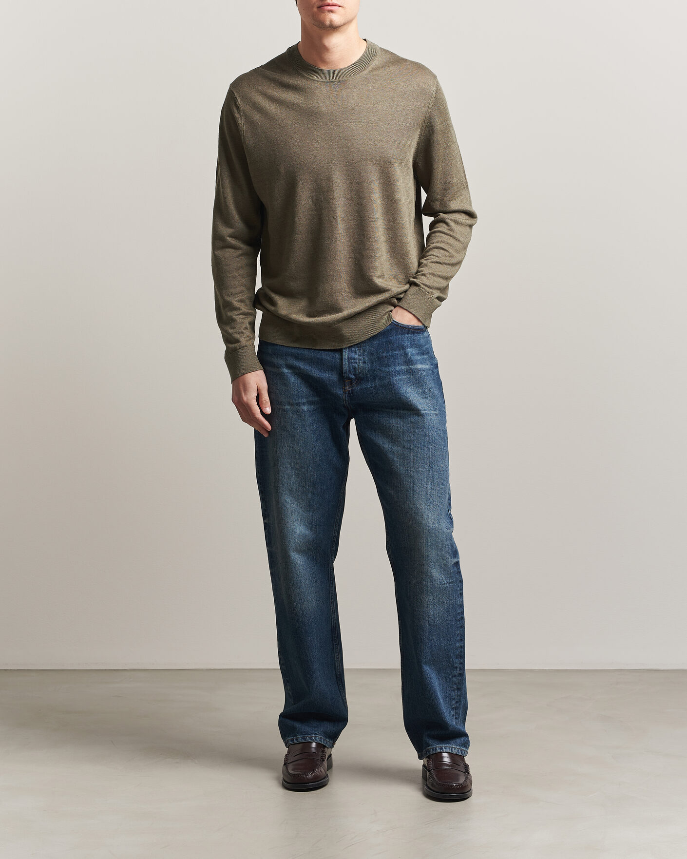 Uomini | Maglieria | NN07 | Ted Linen Knitted Sweater Capers Green