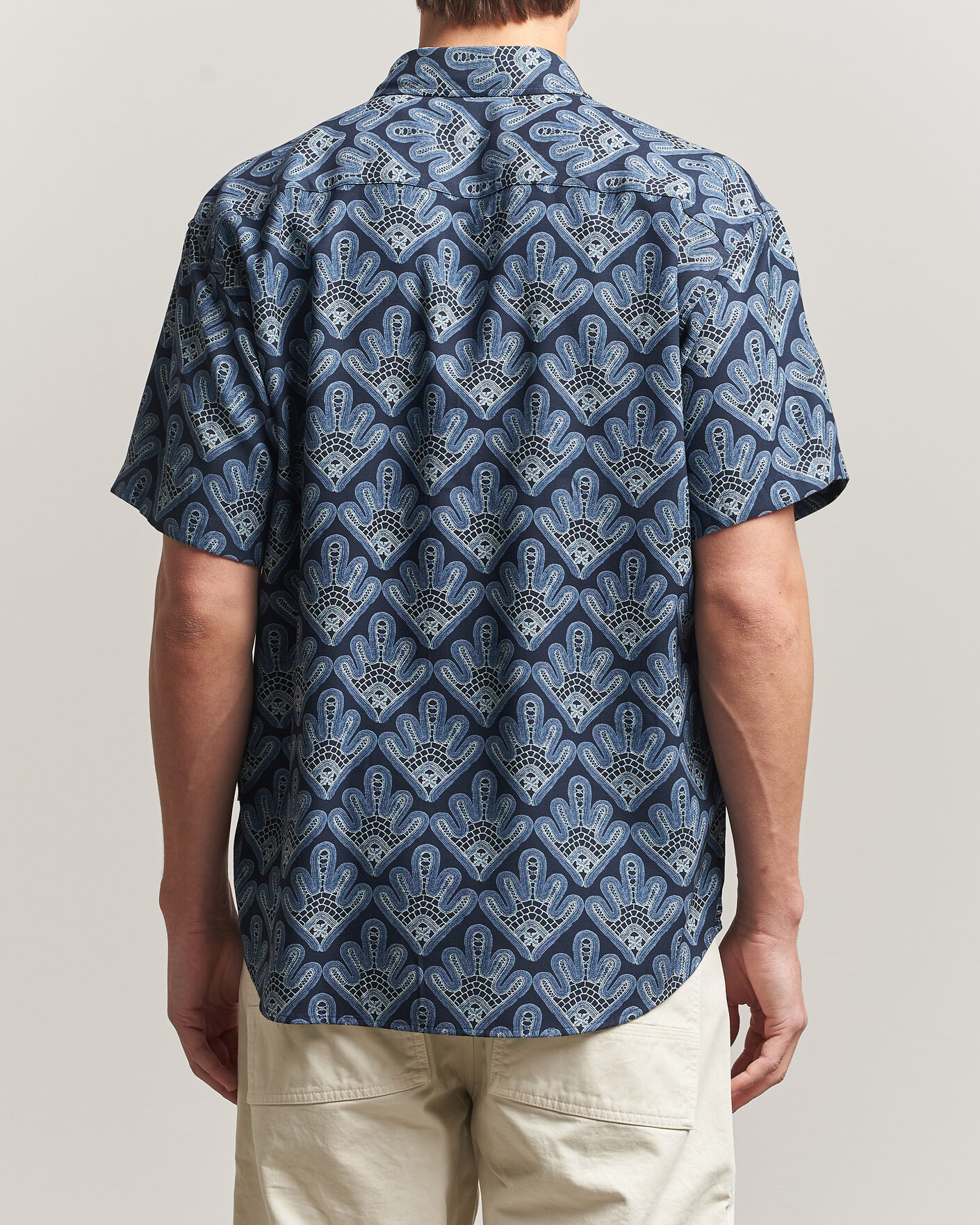 Uomini | Camicie | NN07 | Deon Printed Short Sleeve Shirt Navy Blue