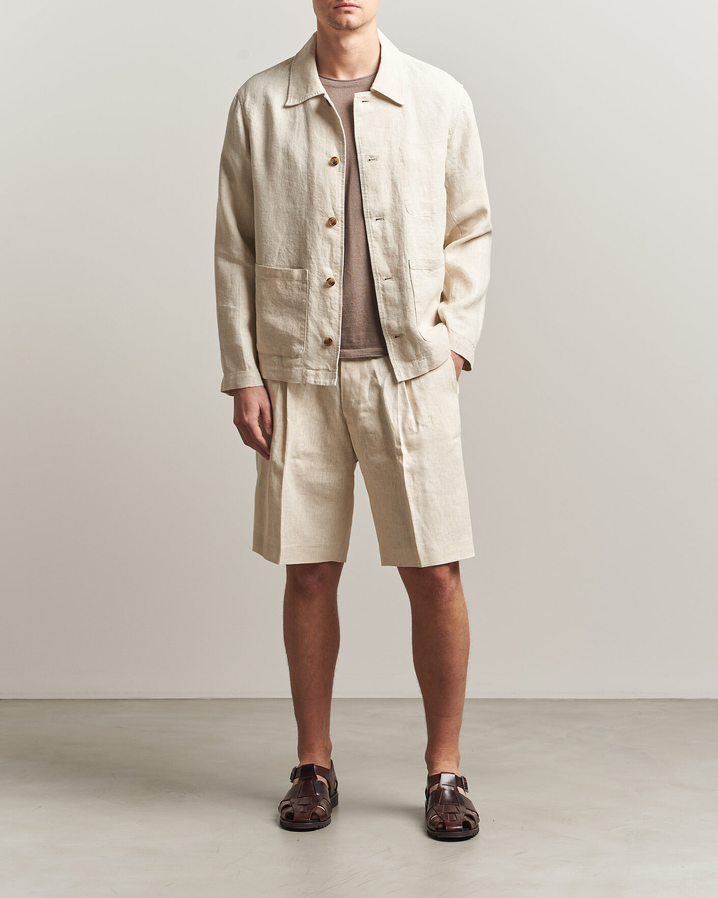 Uomini | Camicie | NN07 | Morgan Linen Overshirt Oat