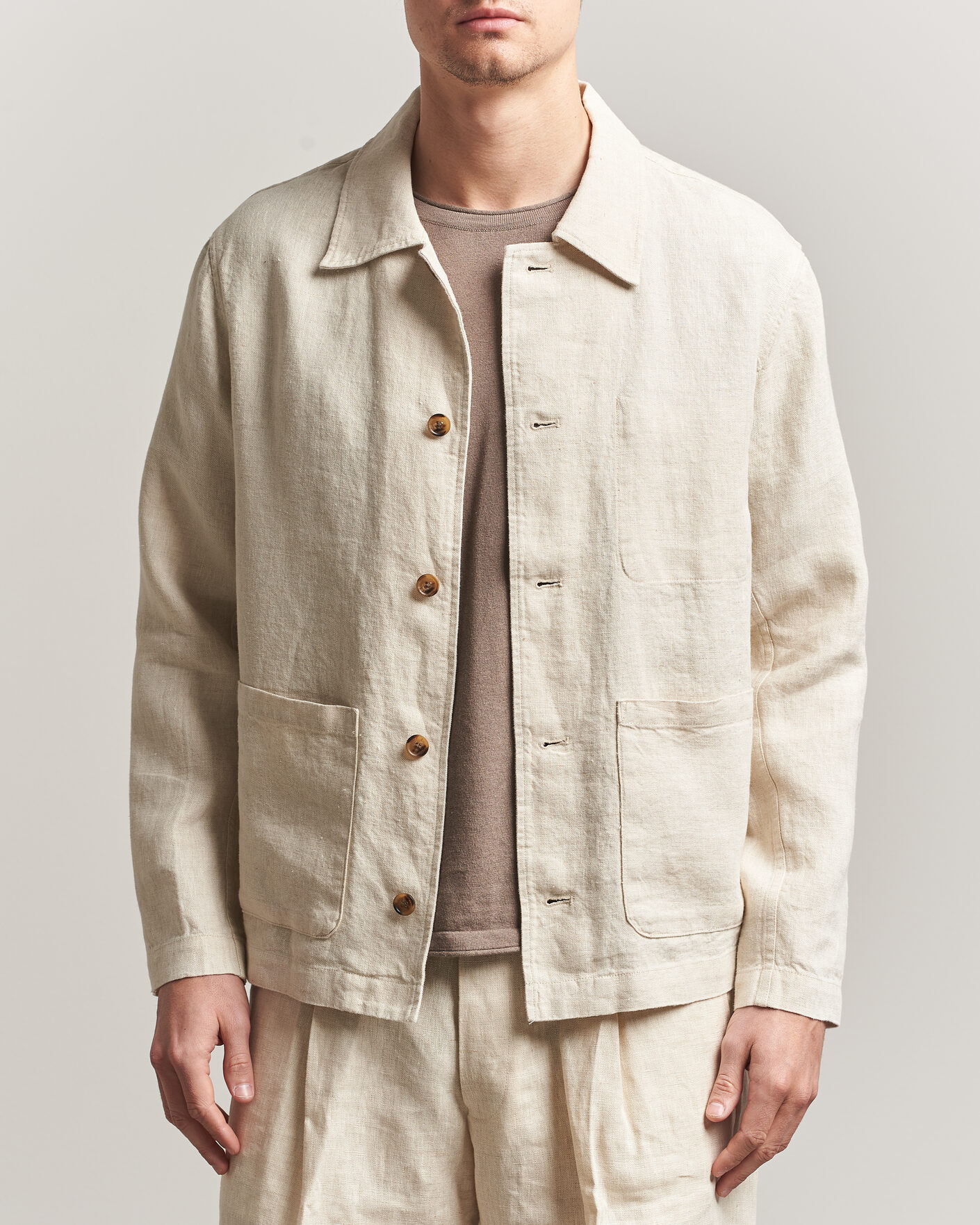 Uomini | Camicie | NN07 | Morgan Linen Overshirt Oat