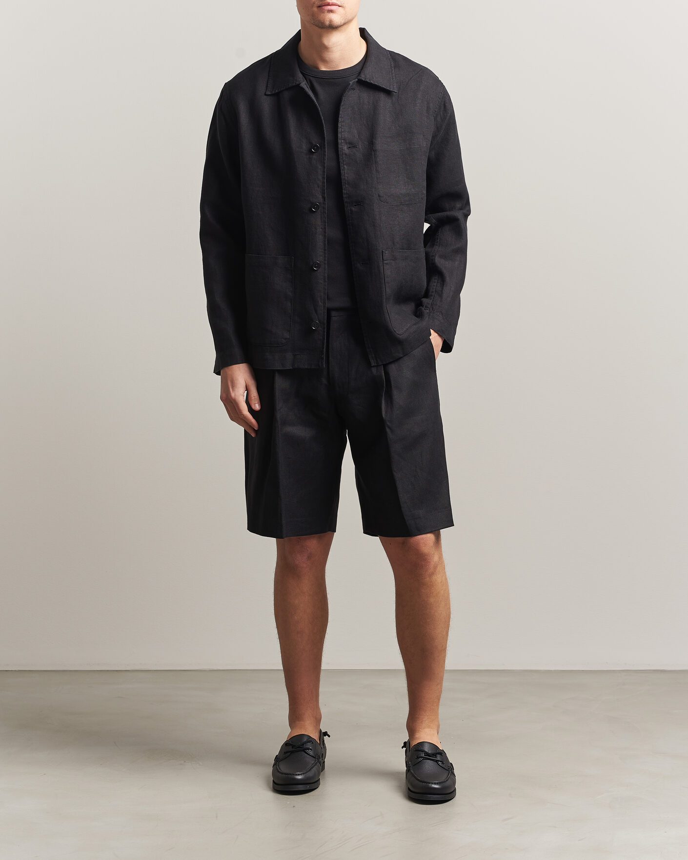 Uomini | Camicie | NN07 | Morgan Linen Overshirt Black