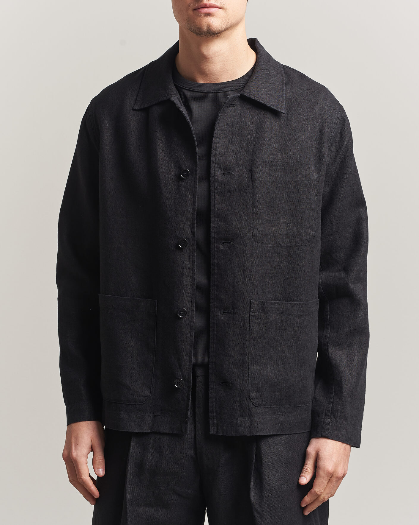 Uomini | Camicie | NN07 | Morgan Linen Overshirt Black