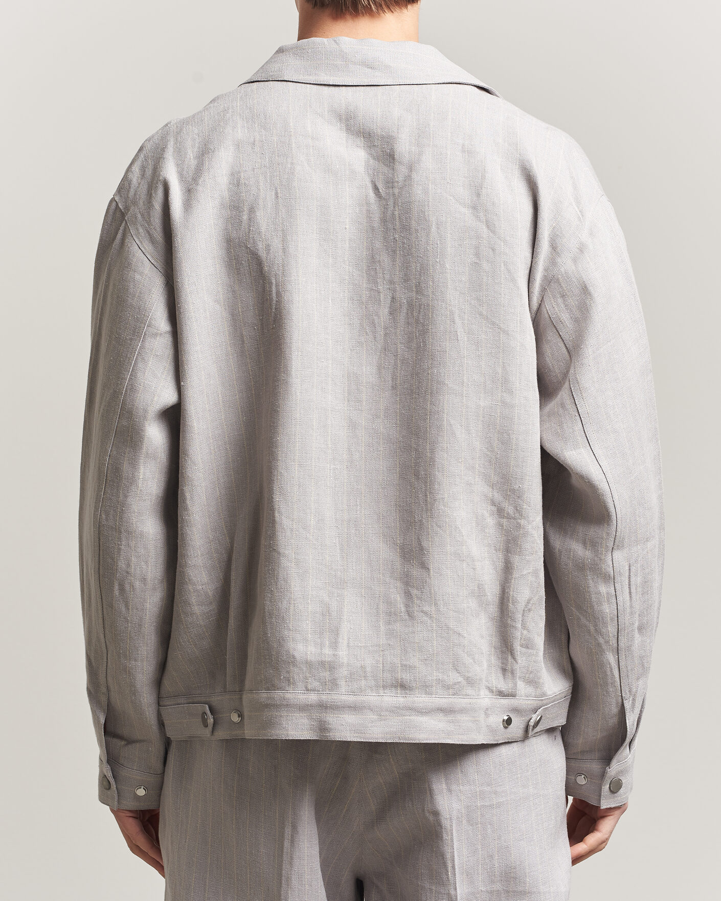 Uomini | Camicie | NN07 | Petrus Pinstriped Linen Full Zip Overshirt Grey