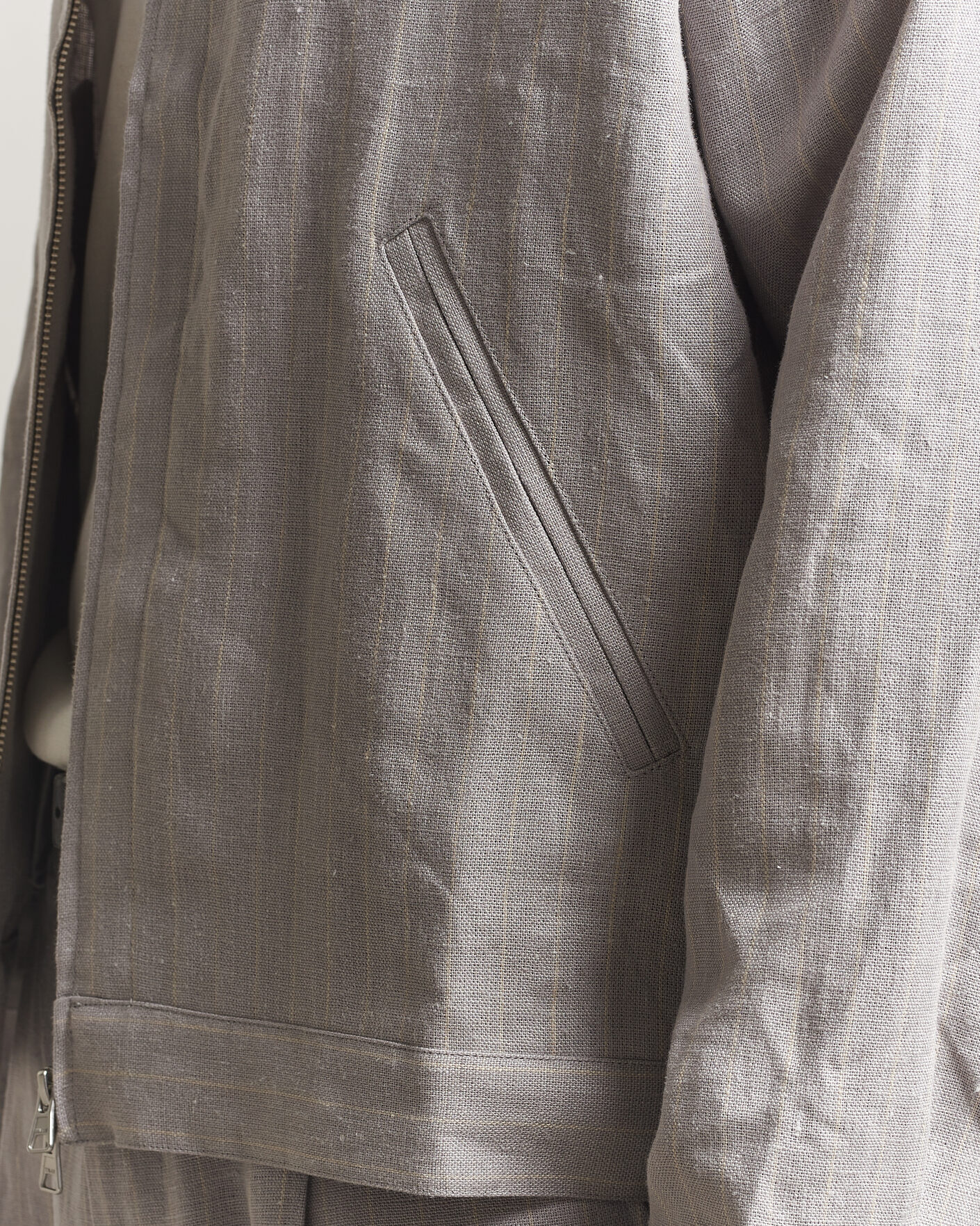 Uomini | Camicie | NN07 | Petrus Pinstriped Linen Full Zip Overshirt Grey