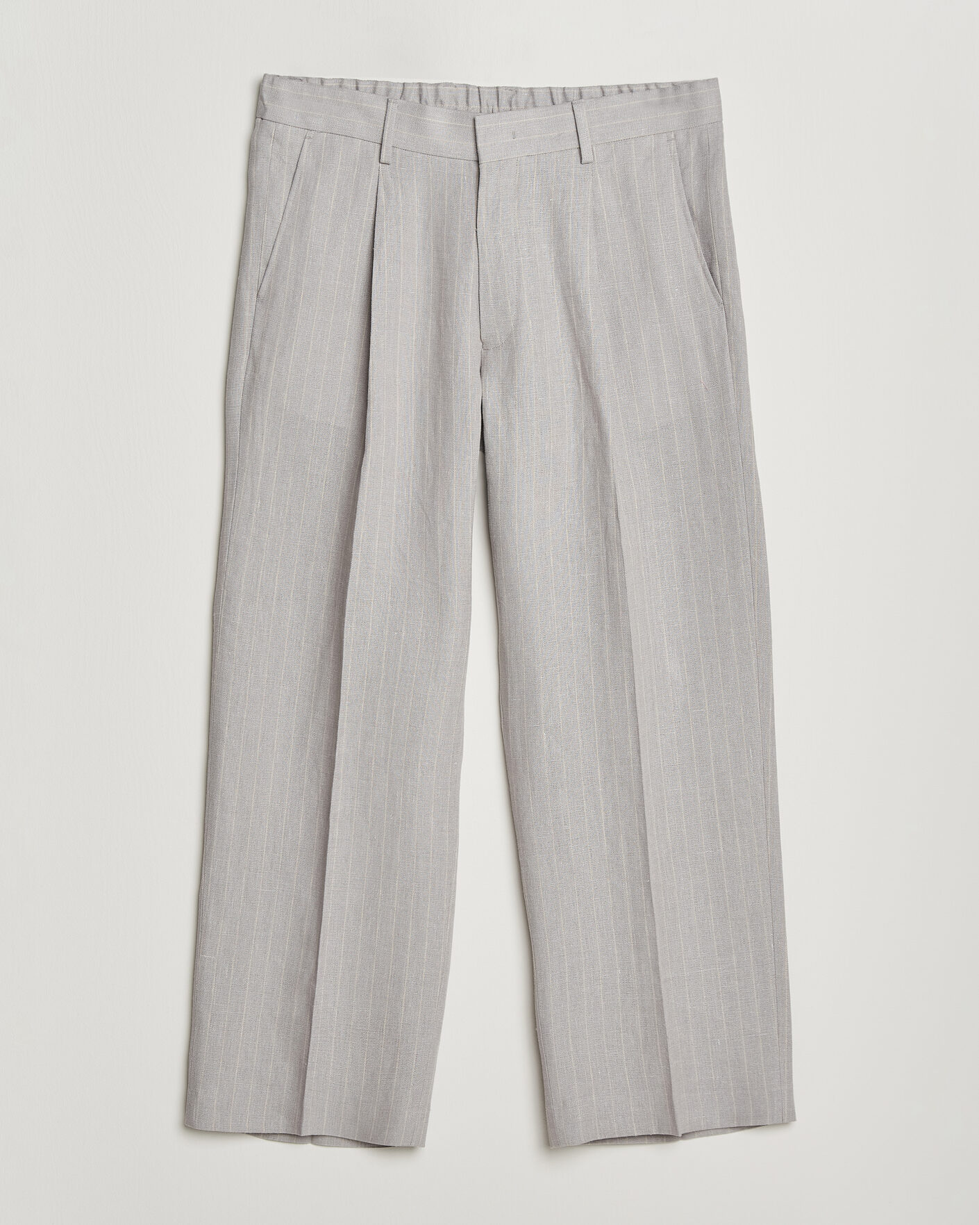 Uomini | Pantaloni | NN07 | Kay Pinstriped Pleated Linen Trousers Grey