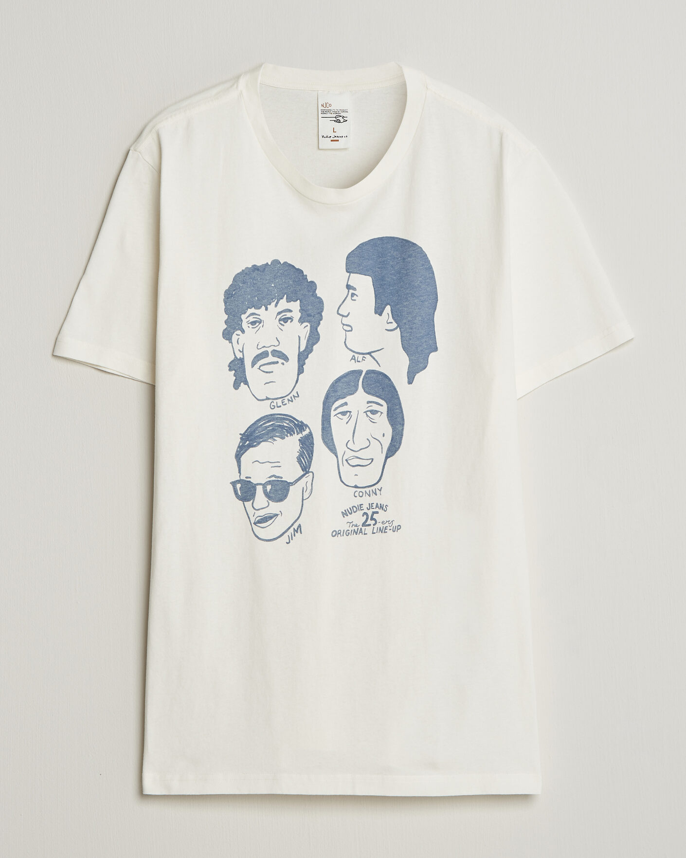 Uomini | T-shirt | Nudie Jeans | Roy Fab Four T-Shirt Chalk White