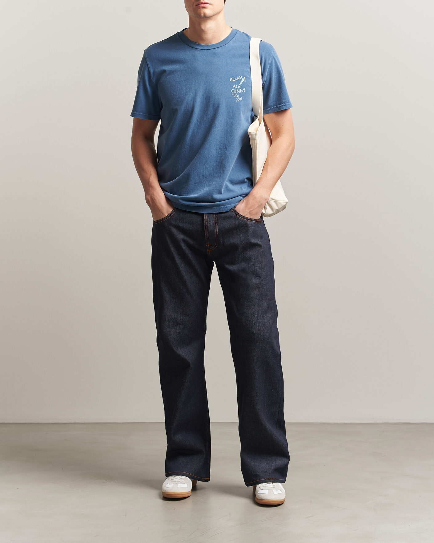 Uomini | T-shirt | Nudie Jeans | Roy OG Line-Up T-Shirt French Blue