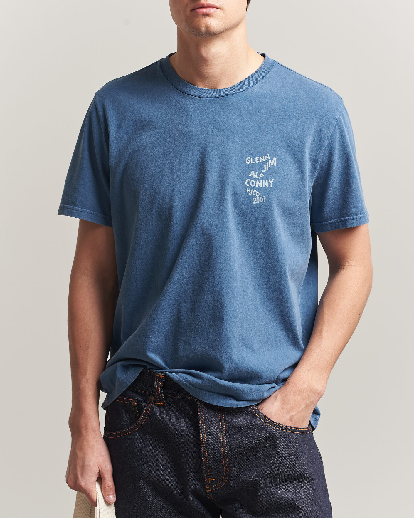 Uomini | T-shirt | Nudie Jeans | Roy OG Line-Up T-Shirt French Blue