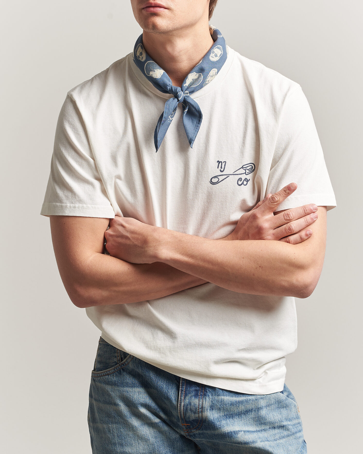 Uomini | T-shirt | Nudie Jeans | Roy NJCO Pin T-Shirt Chalk White