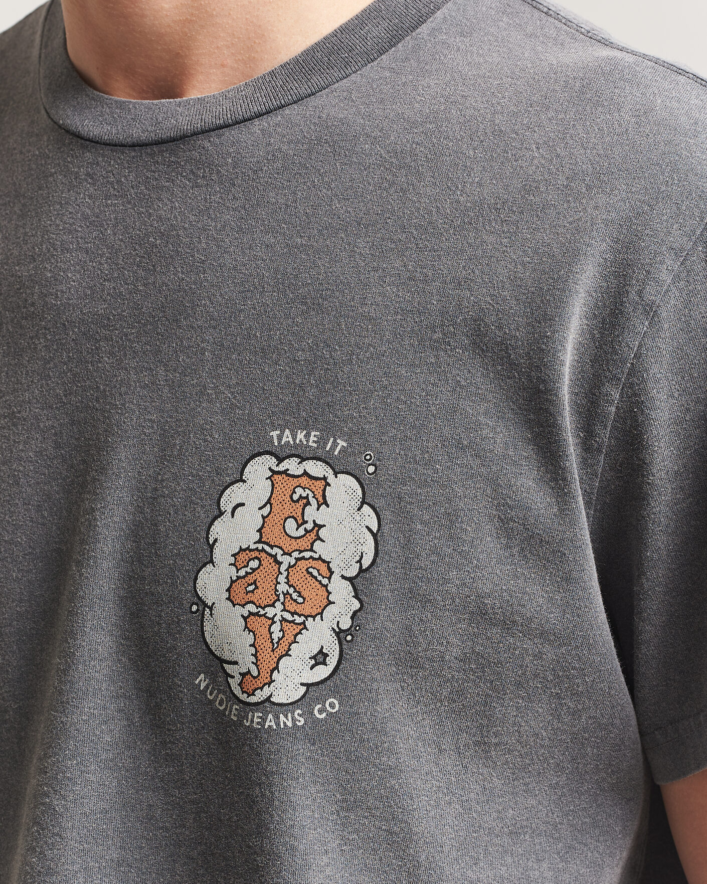 Uomini | T-shirt | Nudie Jeans | Roy Easy Cloud T-Shirt Antracite