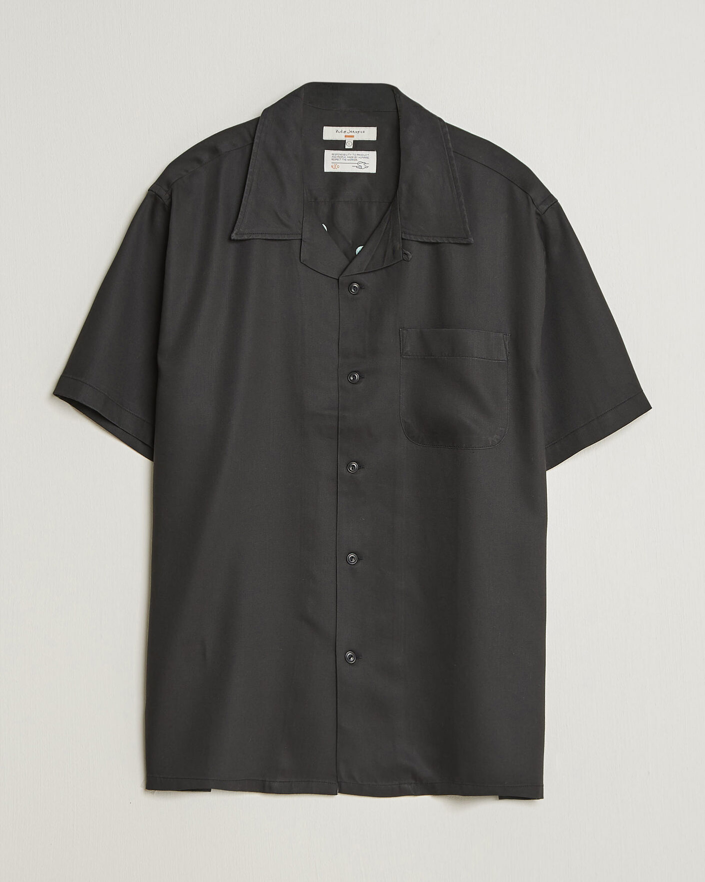 Uomini | Camicie | Nudie Jeans | Arthur Bowling Shirt Saftey Pi Black