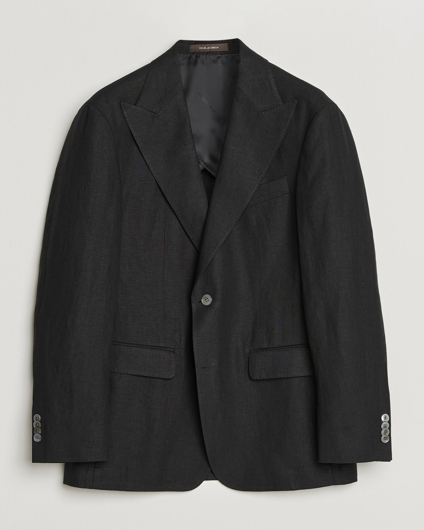 Uomini | Blazers | Oscar Jacobson | Rufus Soft Linen Blazer Black