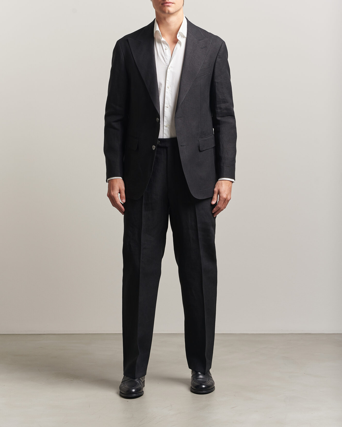 Uomini | Blazers | Oscar Jacobson | Rufus Soft Linen Blazer Black