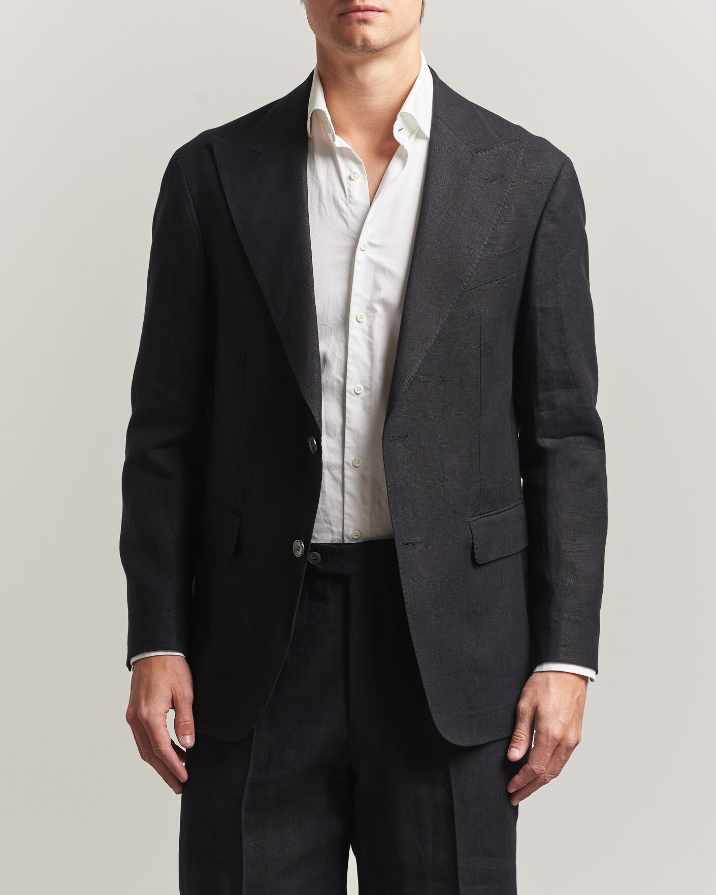 Uomini | Blazers | Oscar Jacobson | Rufus Soft Linen Blazer Black