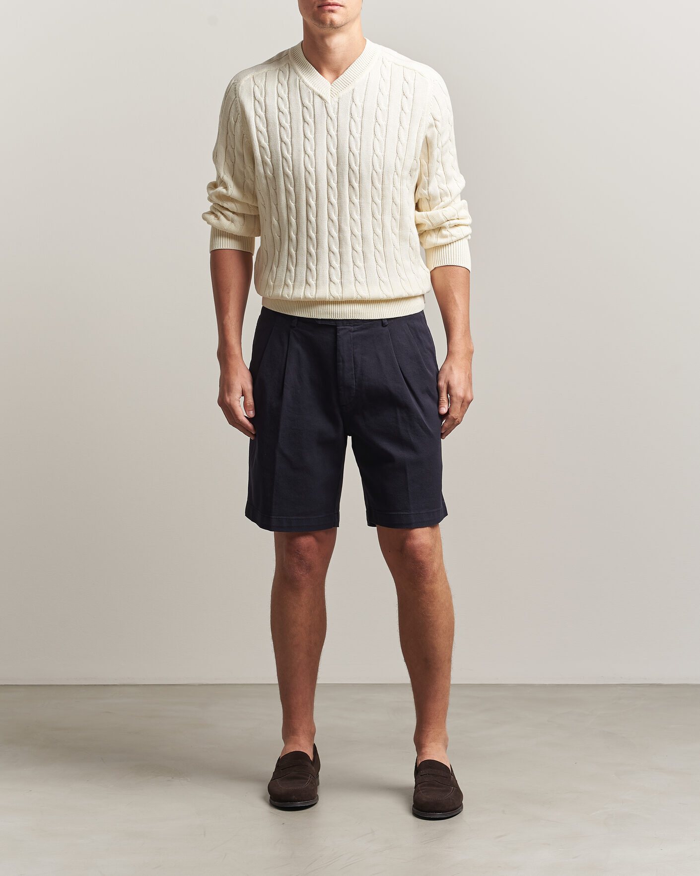 Uomini | Pantaloncini | Oscar Jacobson | Tanker Pleat Shorts Navy
