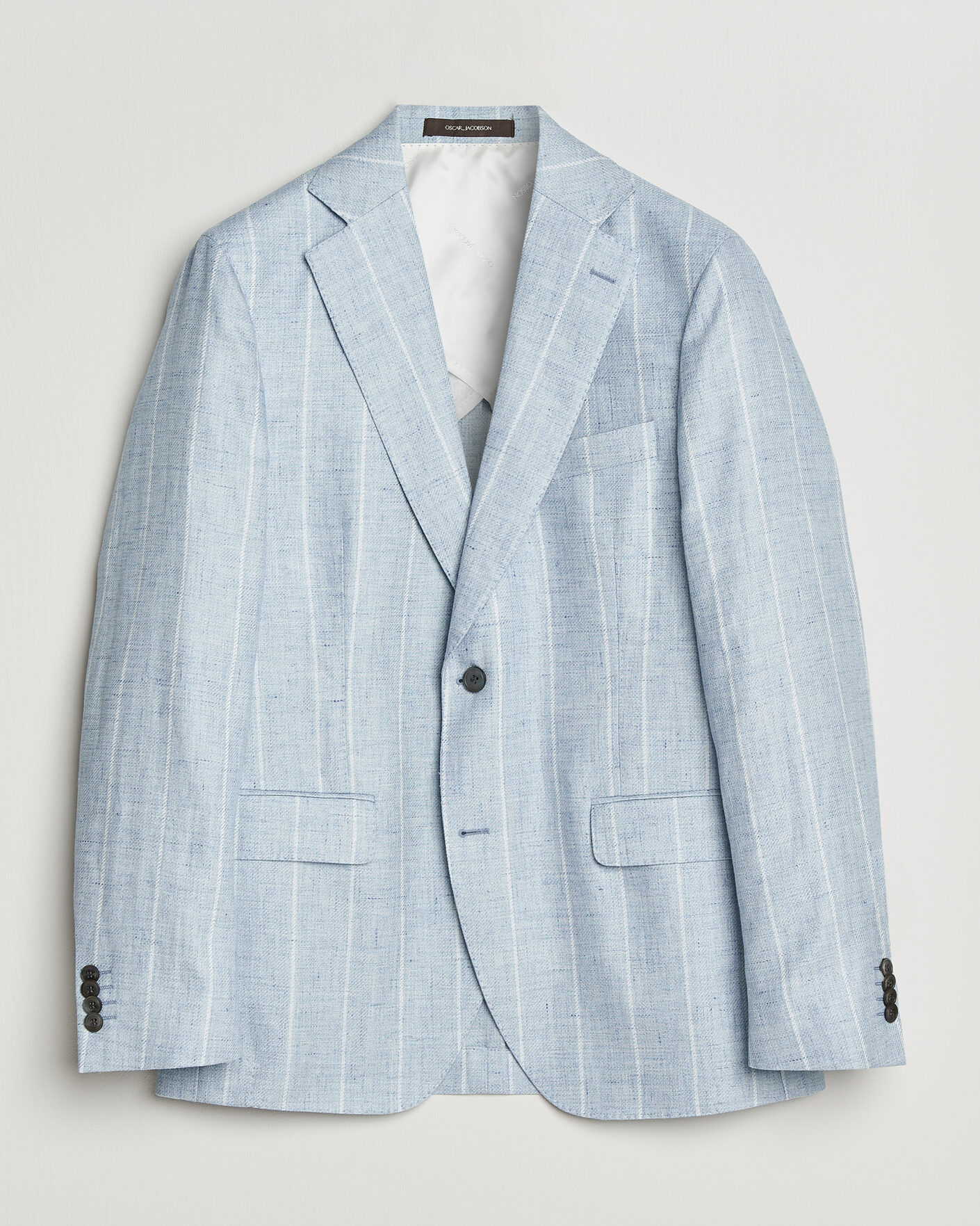 Uomini | Blazers | Oscar Jacobson | Ferry Soft Linen/Cotton Blazer Light Blue