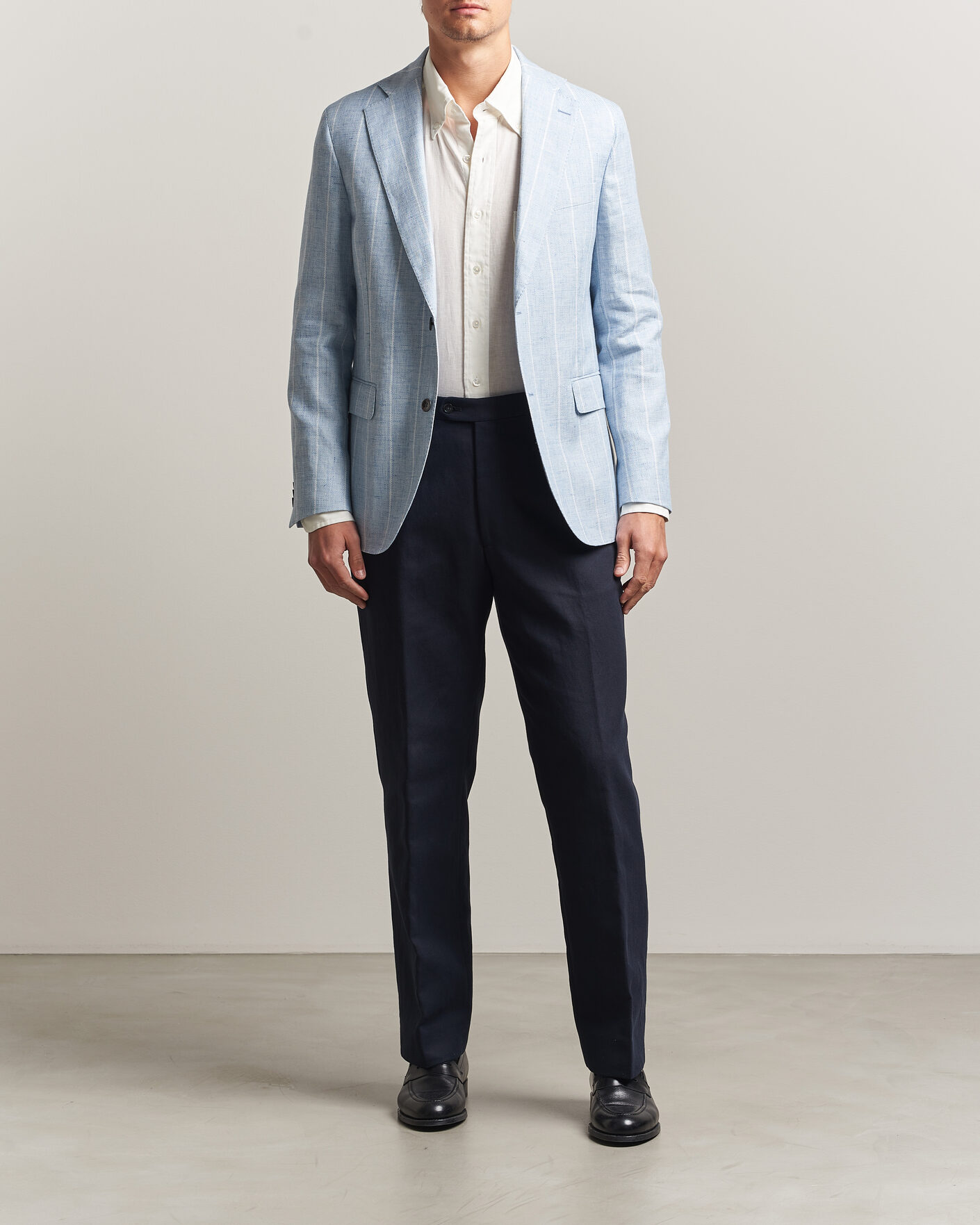 Uomini | Blazers | Oscar Jacobson | Ferry Soft Linen/Cotton Blazer Light Blue