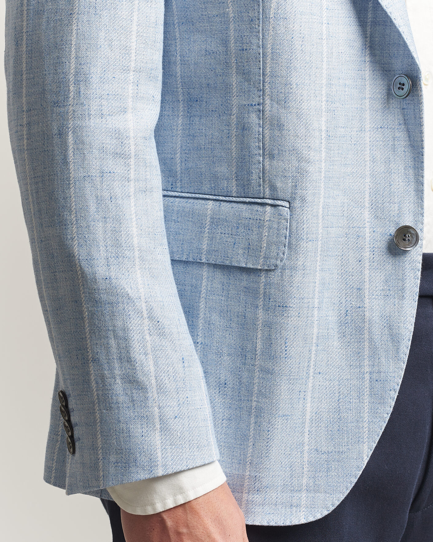 Uomini | Blazers | Oscar Jacobson | Ferry Soft Linen/Cotton Blazer Light Blue