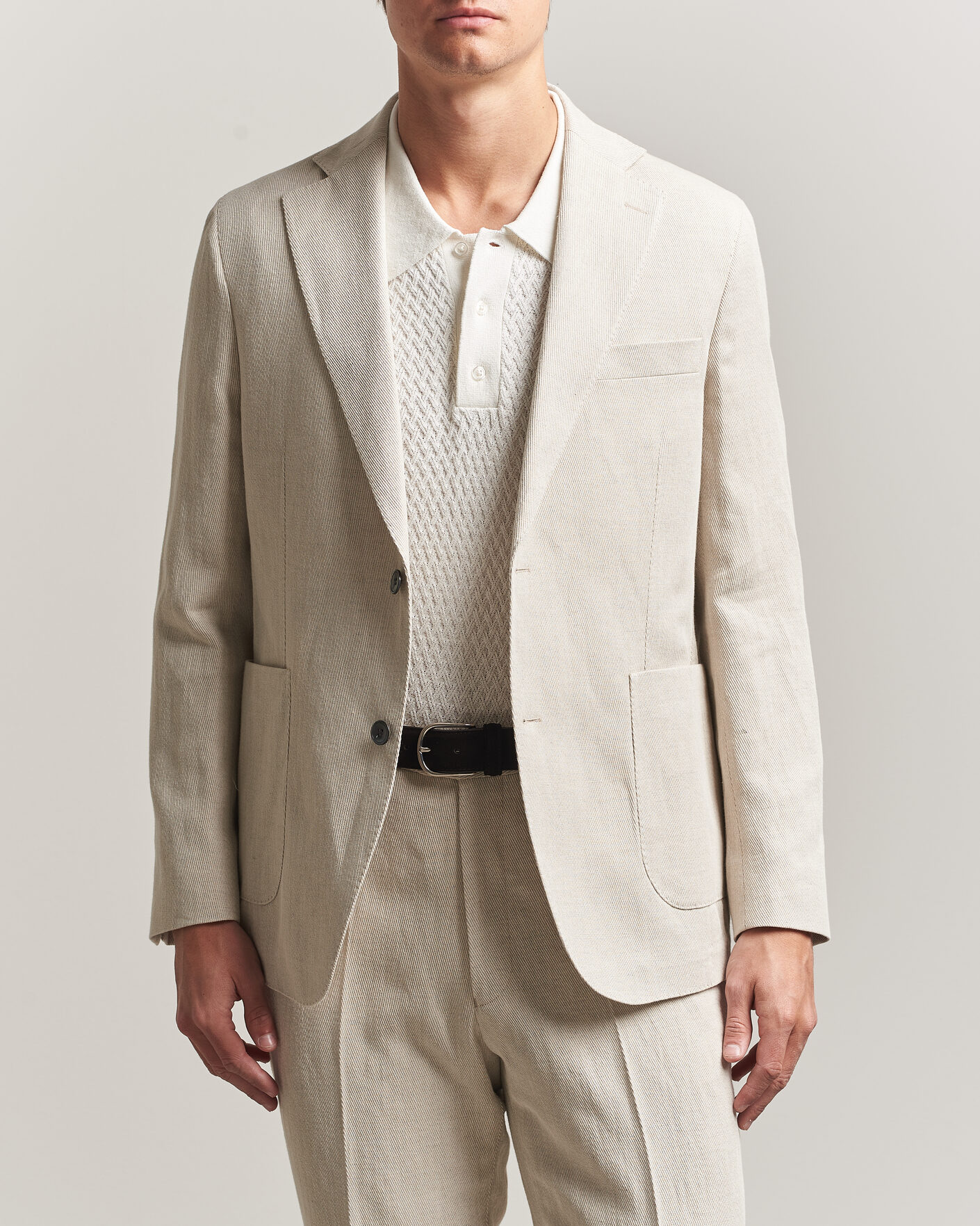 Uomini | Blazers | Oscar Jacobson | Ferry Patch Cotton/Linen Blazer Off White
