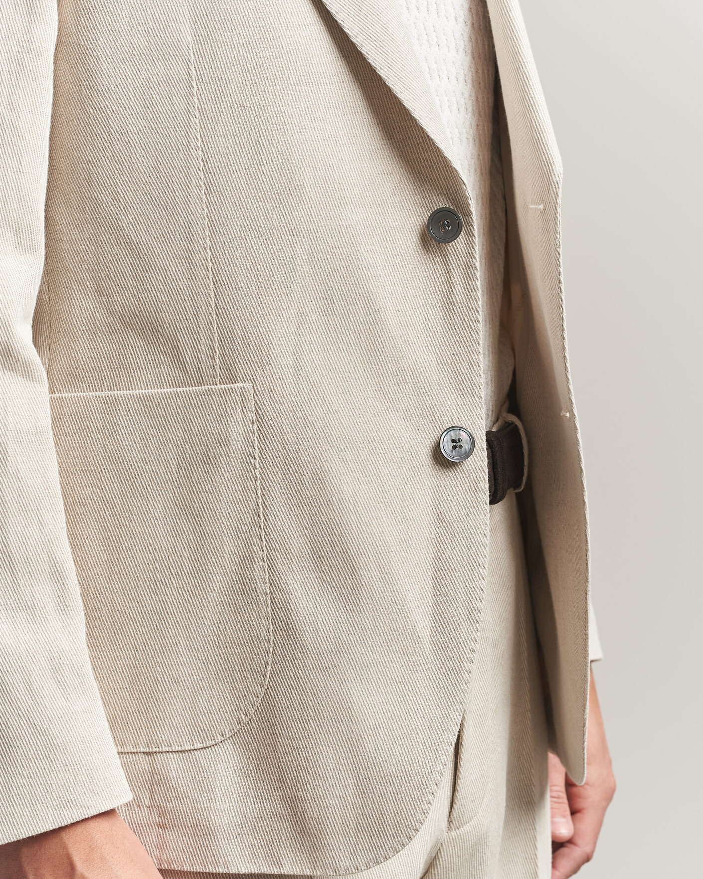 Uomini | Blazers | Oscar Jacobson | Ferry Patch Cotton/Linen Blazer Off White