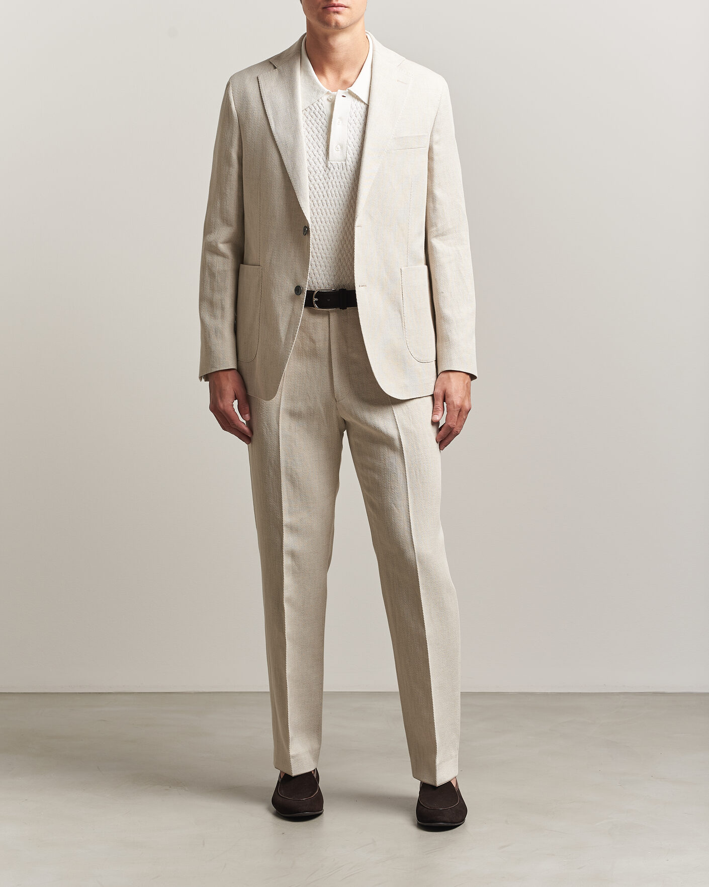 Uomini | Pantaloni | Oscar Jacobson | Dell Cotton/Linen Trousers Off White