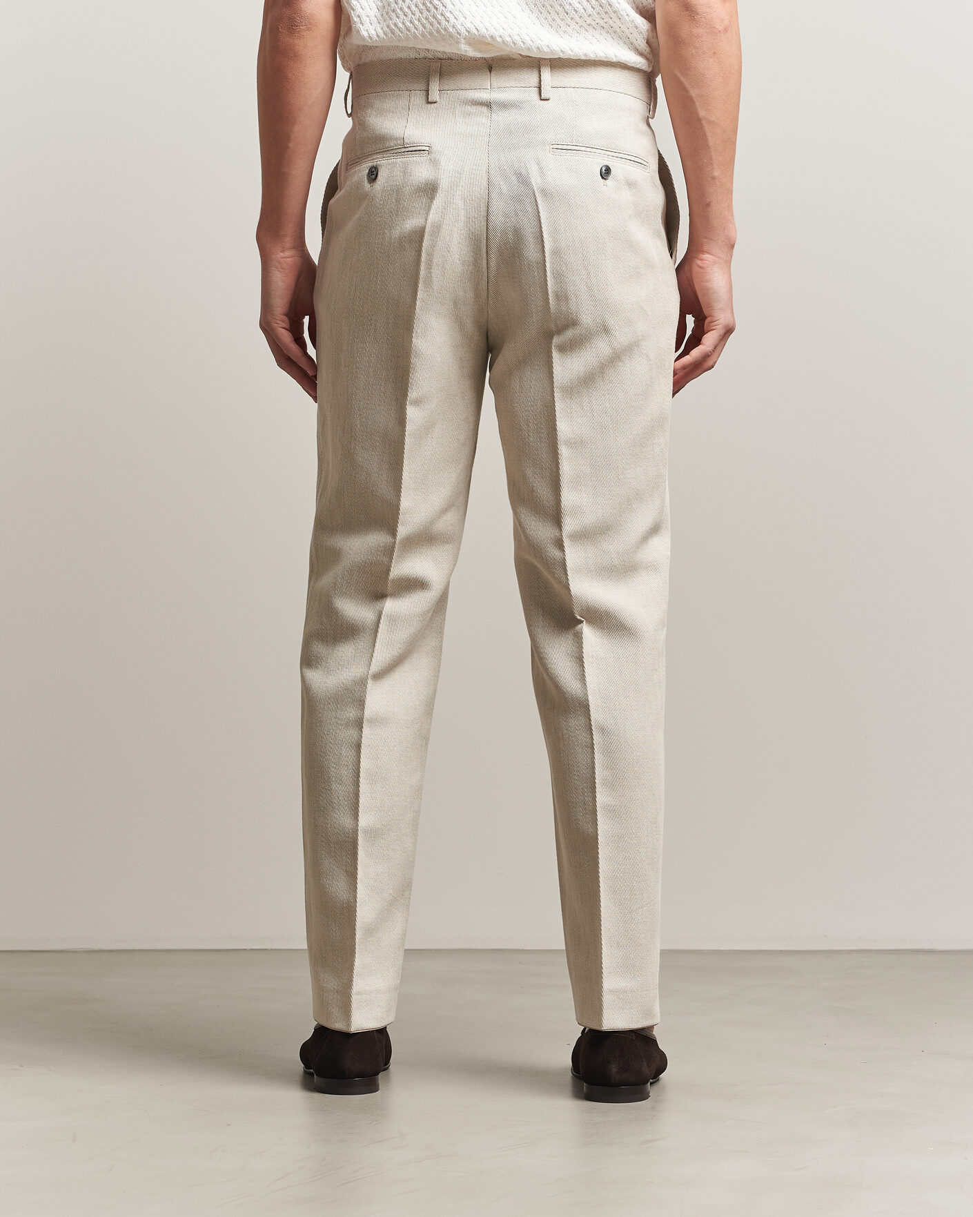 Uomini | Pantaloni | Oscar Jacobson | Dell Cotton/Linen Trousers Off White