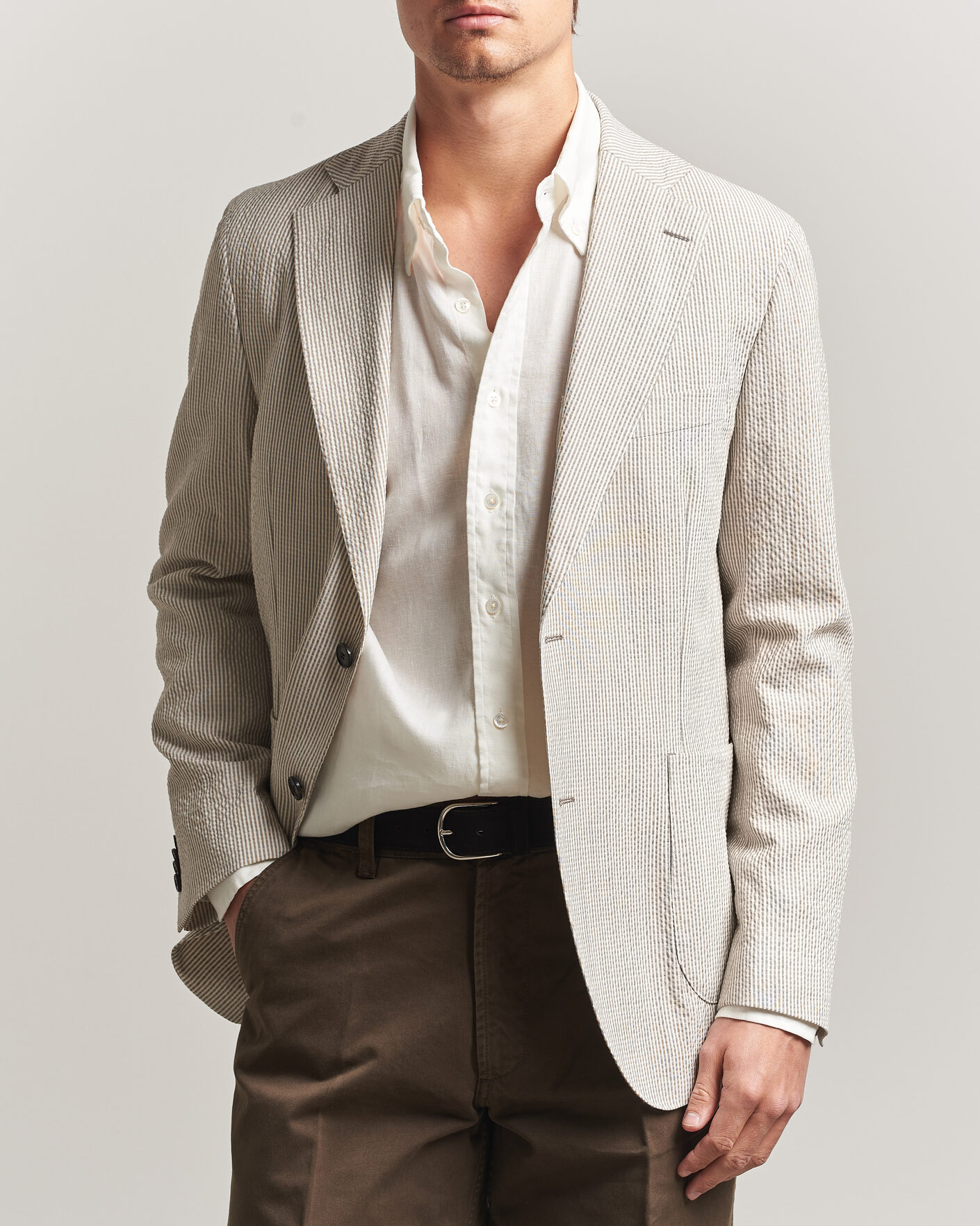 Uomini | Blazers | Oscar Jacobson | Ferry Patch Soft Blazer Brindle Beige