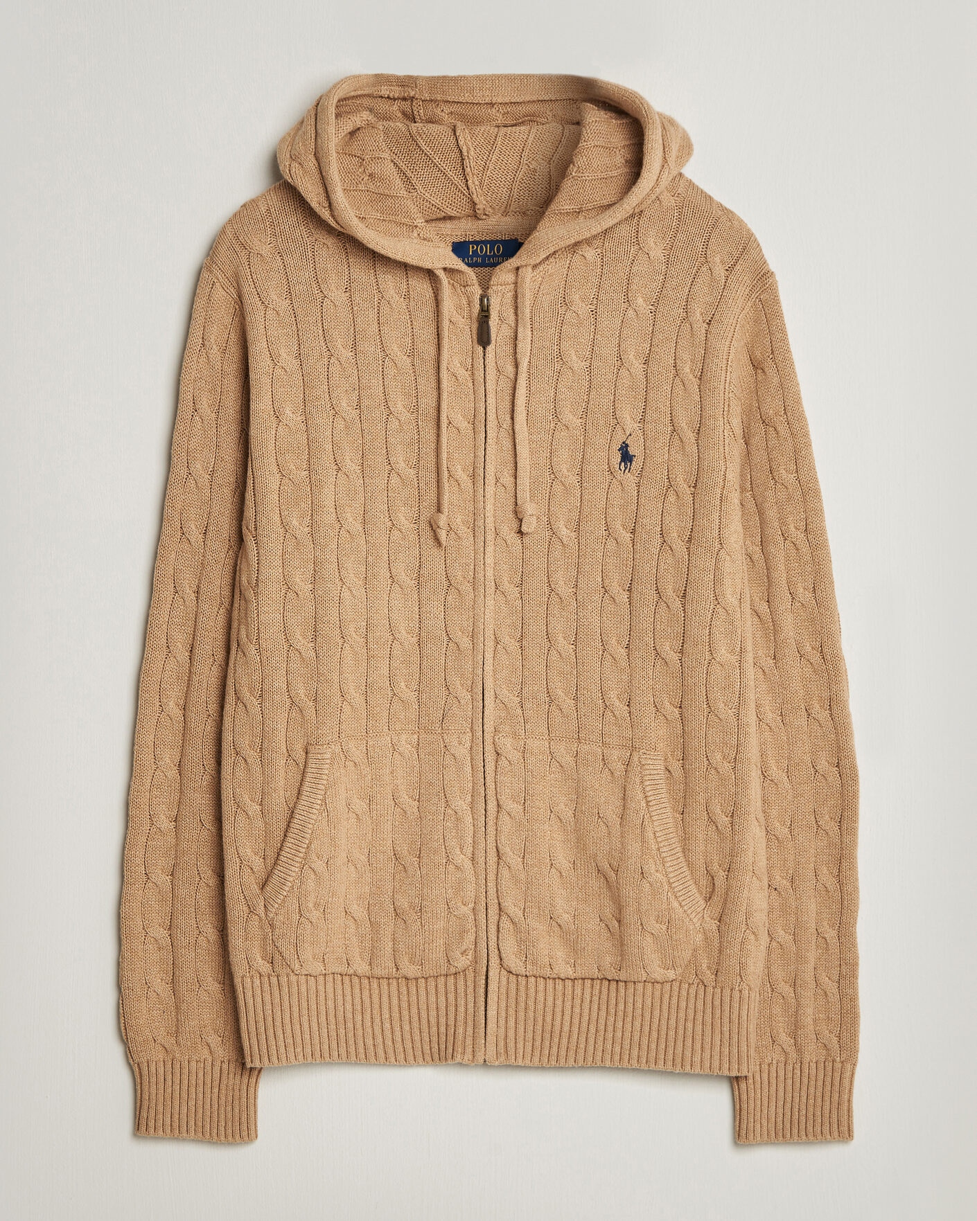 Uomini | Maglieria | Polo Ralph Lauren | Knitted Full Zip Sweater Camel Melange