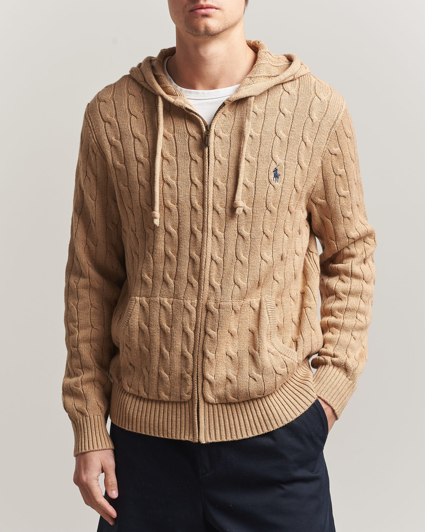Uomini | Maglieria | Polo Ralph Lauren | Knitted Full Zip Sweater Camel Melange