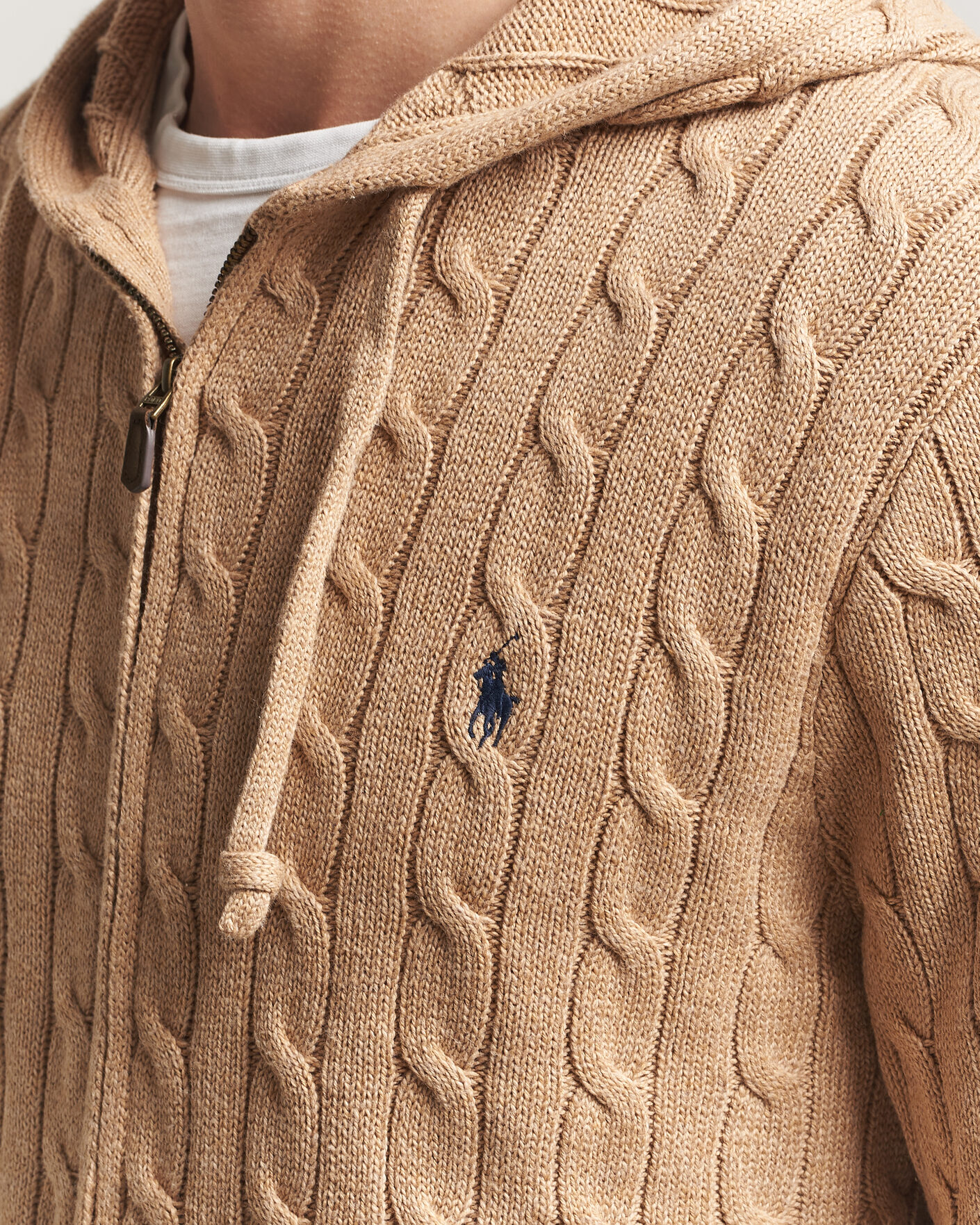 Uomini | Maglieria | Polo Ralph Lauren | Knitted Full Zip Sweater Camel Melange