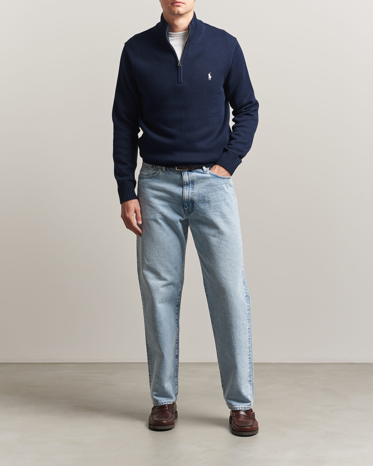 Uomini | Maglieria | Polo Ralph Lauren | Cotton Crew Neck Half-Zip Hunter Navy