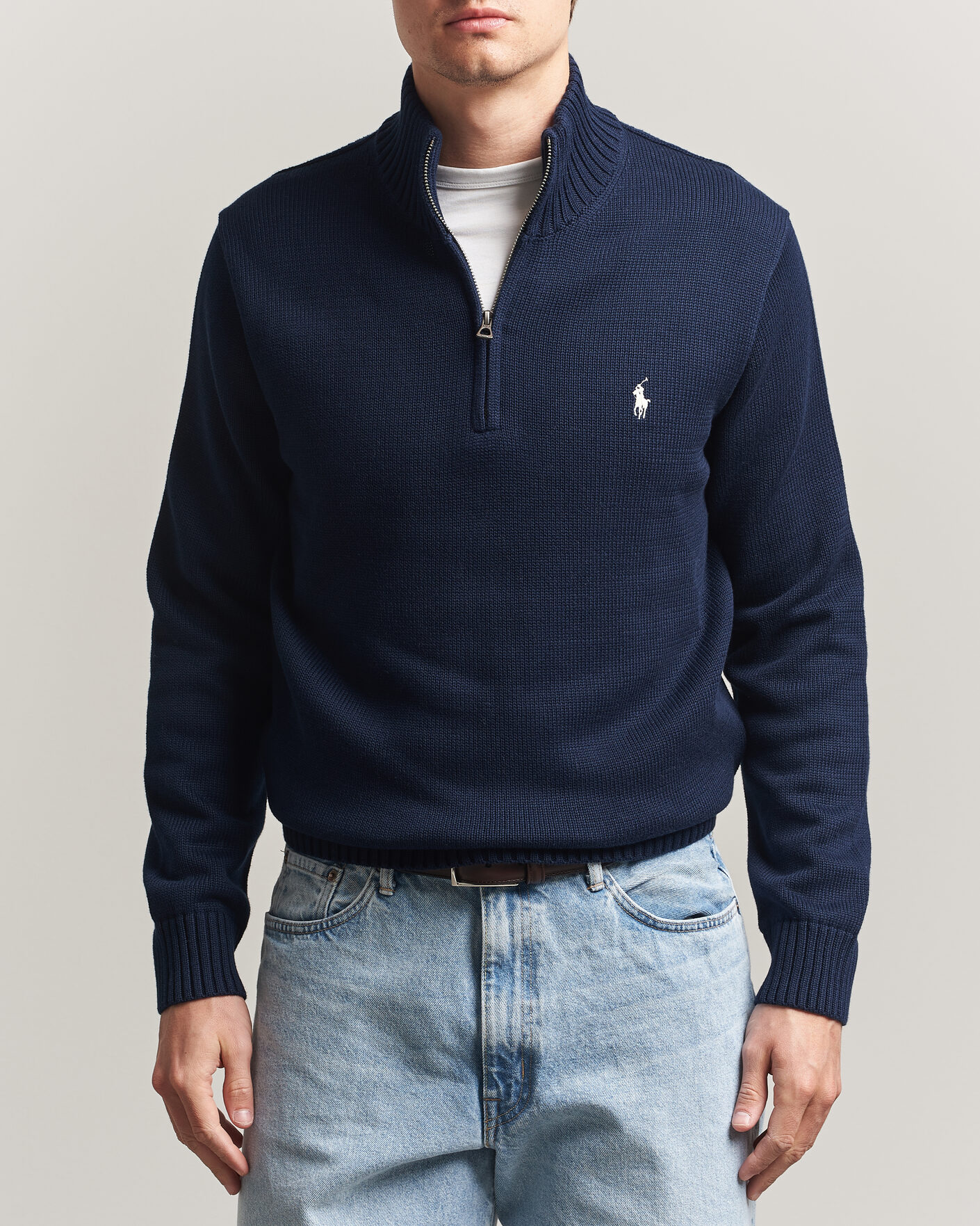 Uomini | Maglieria | Polo Ralph Lauren | Cotton Crew Neck Half-Zip Hunter Navy