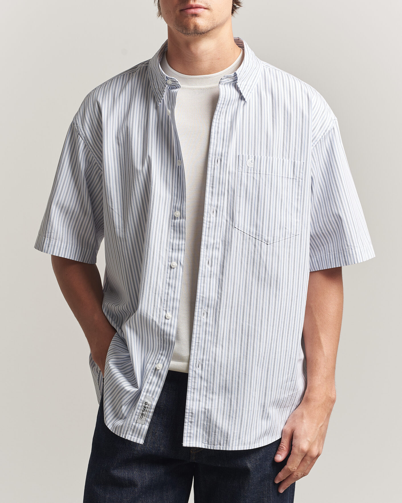 Uomini | Camicie | Carhartt WIP | Short Sleeve Keene Cotton/Poplin Shirt White