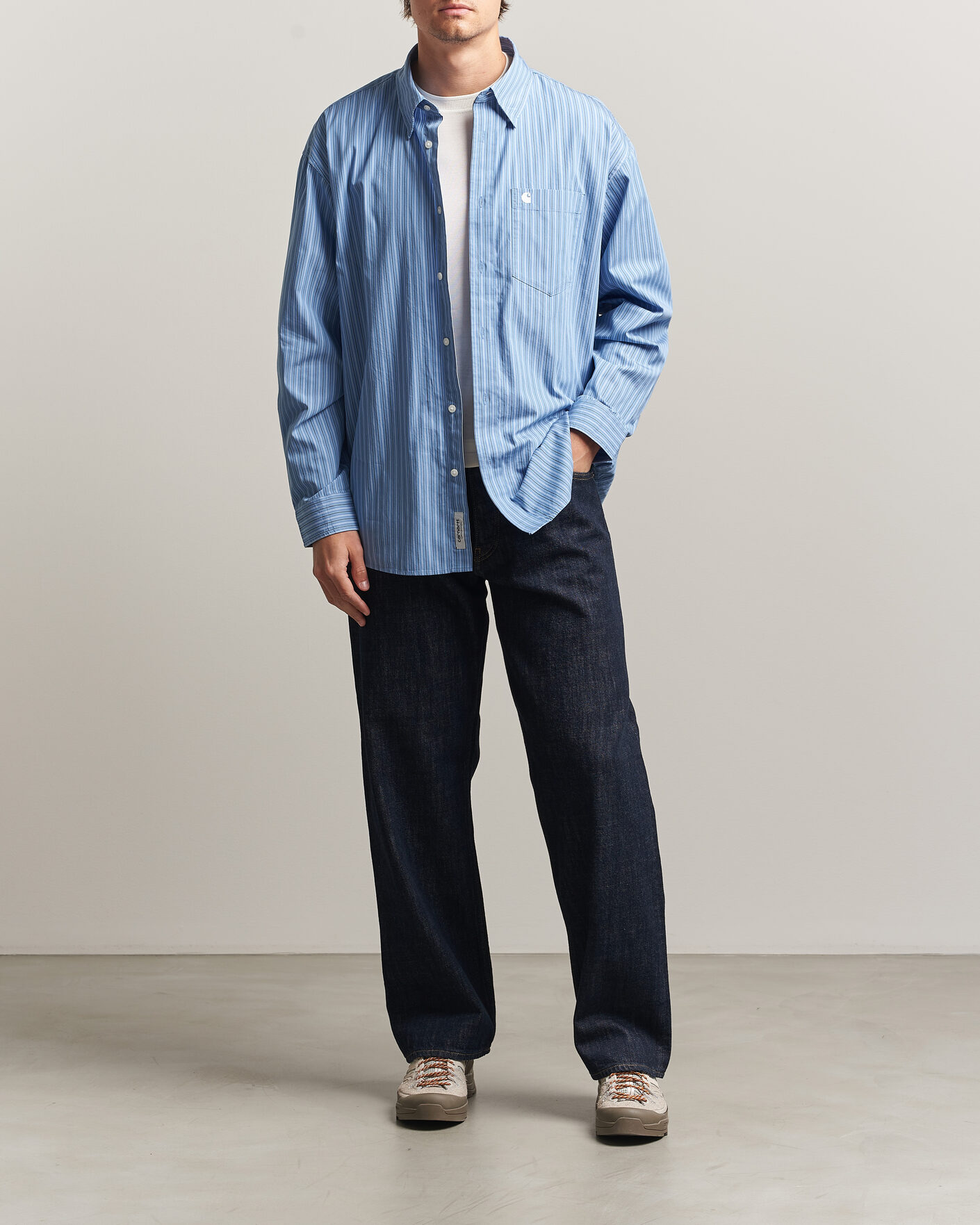 Uomini | Camicie | Carhartt WIP | Keen Striped Cotton Poplin Shirt Curacao
