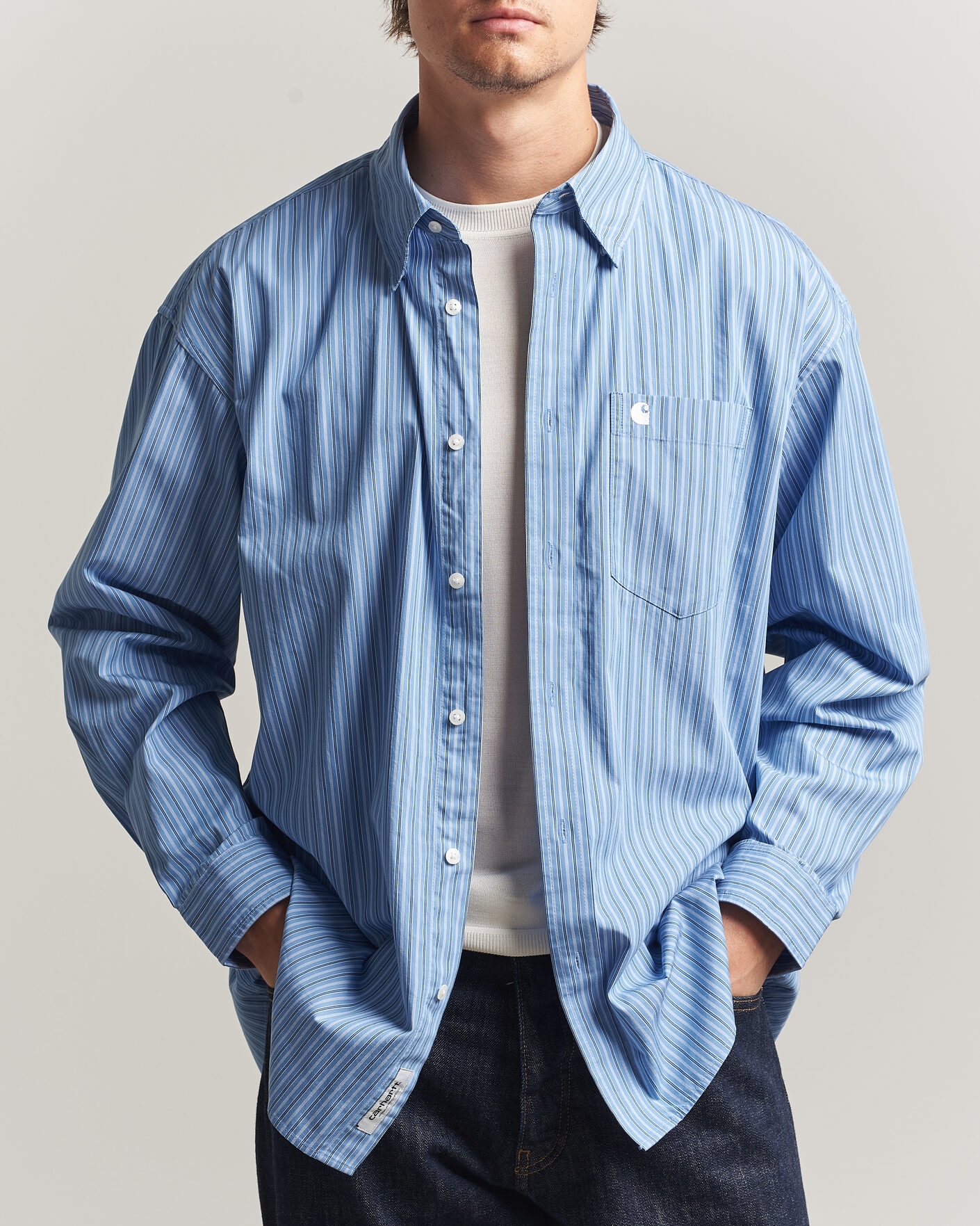 Uomini | Camicie | Carhartt WIP | Keen Striped Cotton Poplin Shirt Curacao