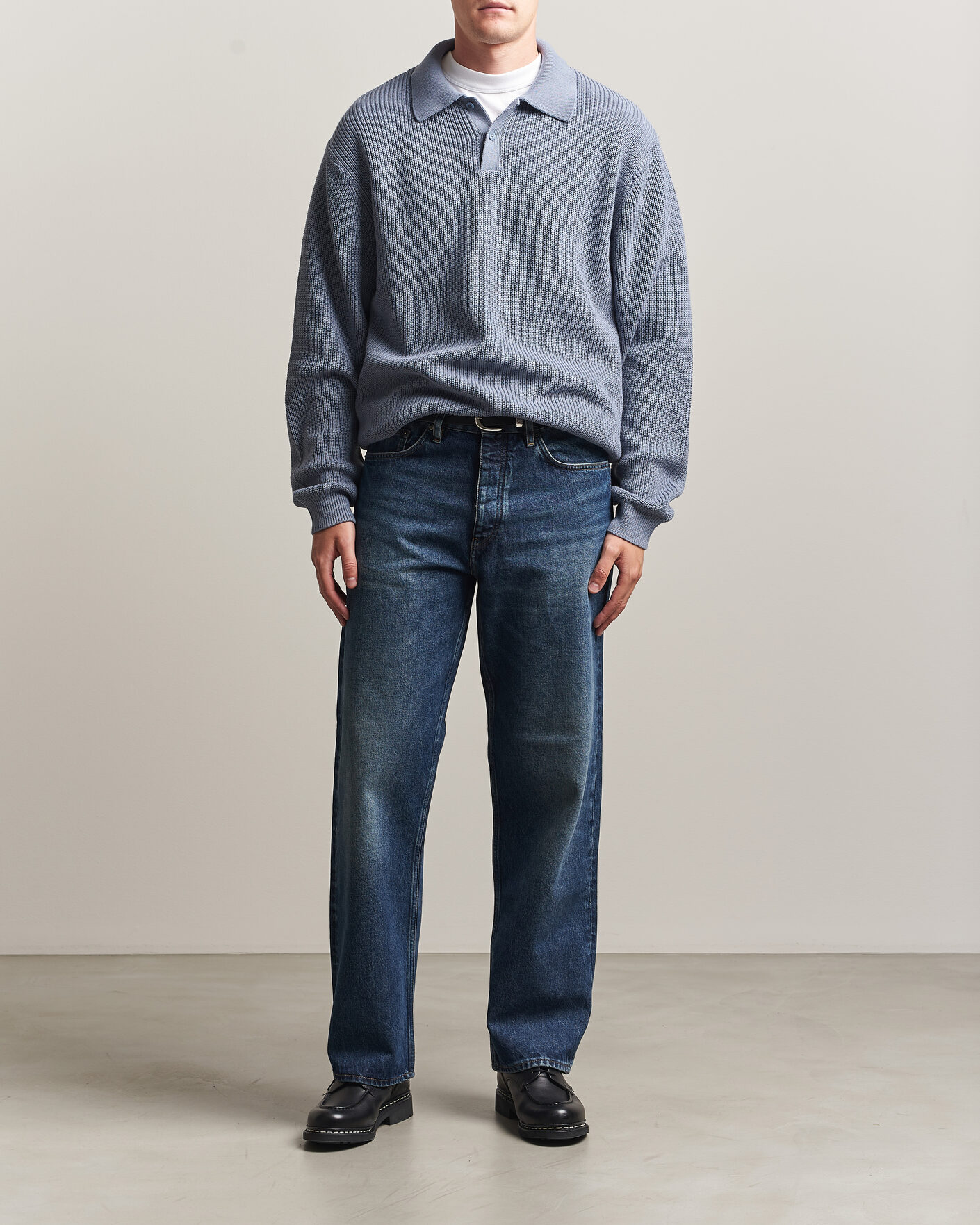 Uomini | Maglieria | Carhartt WIP | Miles Knitted Cotton Polo Shad Blue