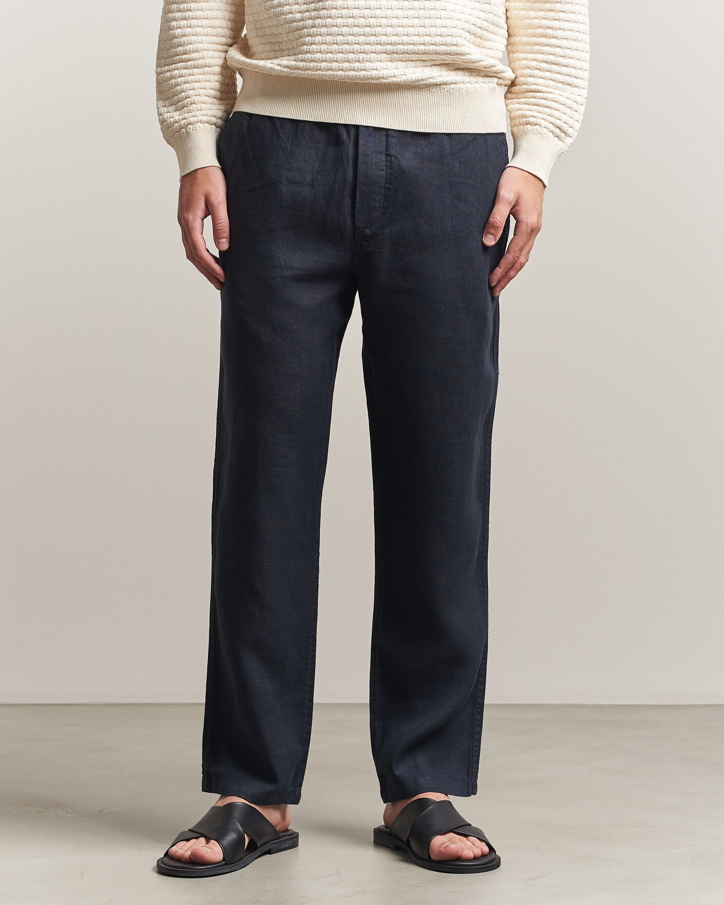 Uomini | Pantaloni | Samsøe Samsøe | Jabari Linen Drawstring Trousers Salute Navy