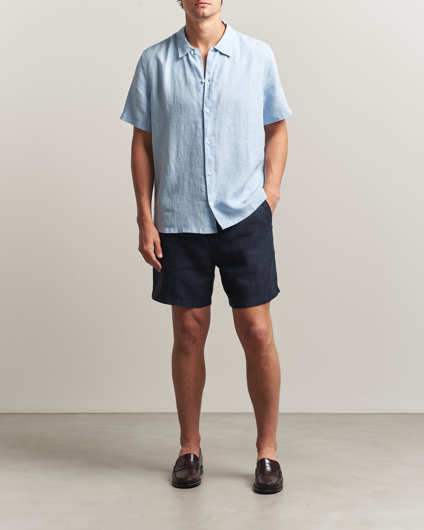 Uomini | Pantaloncini | Samsøe Samsøe | Jabari Linen Drawstring Shorts Salute Navy