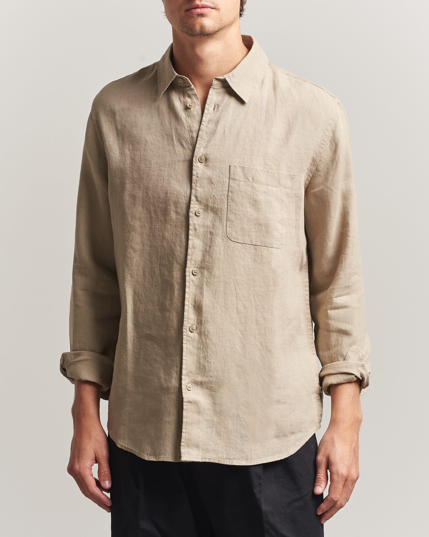 Uomini | Camicie | Samsøe Samsøe | Liam Linen Shirt Aluminum